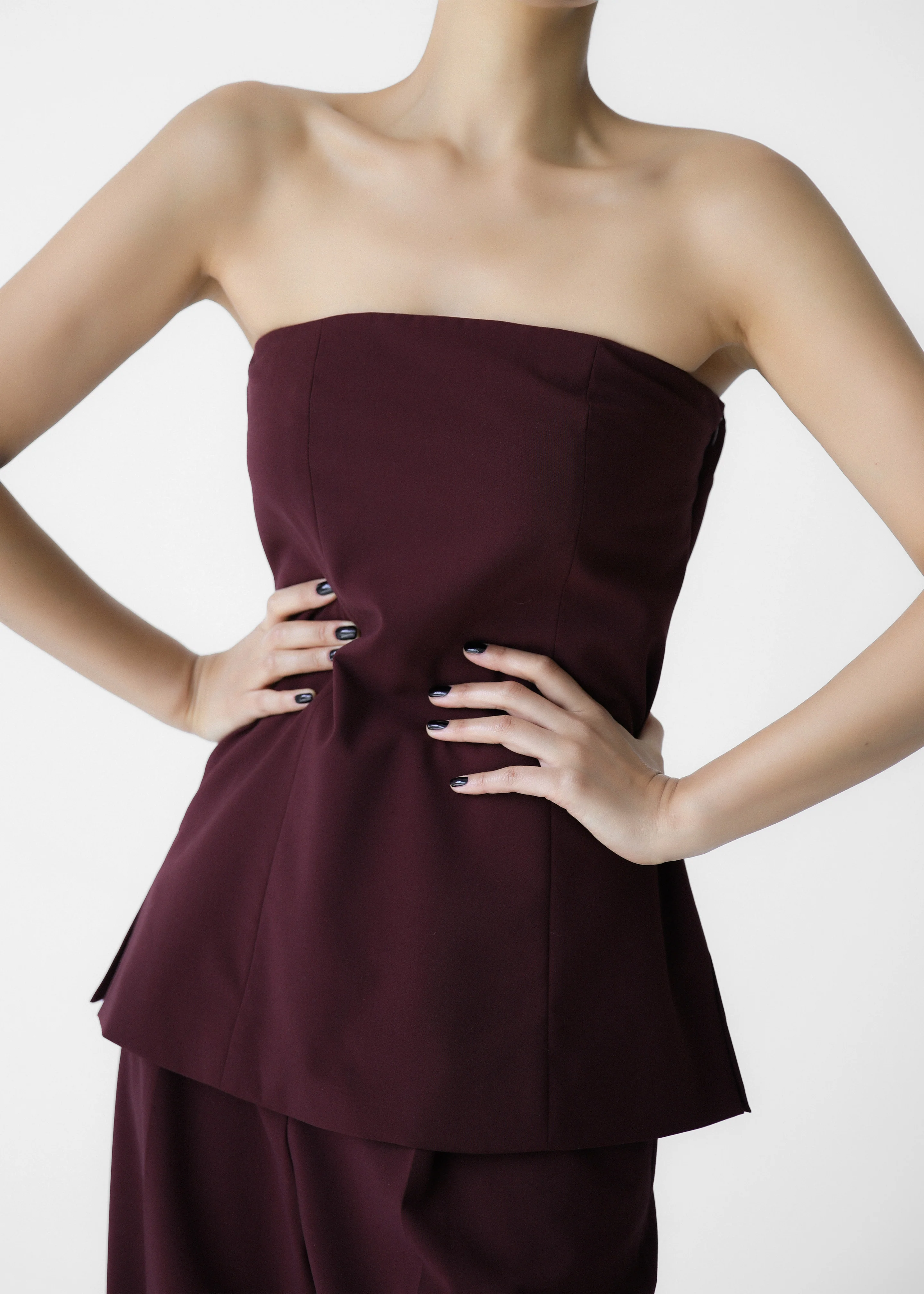 Abbie Strapless Top - Burgundy - Image 11