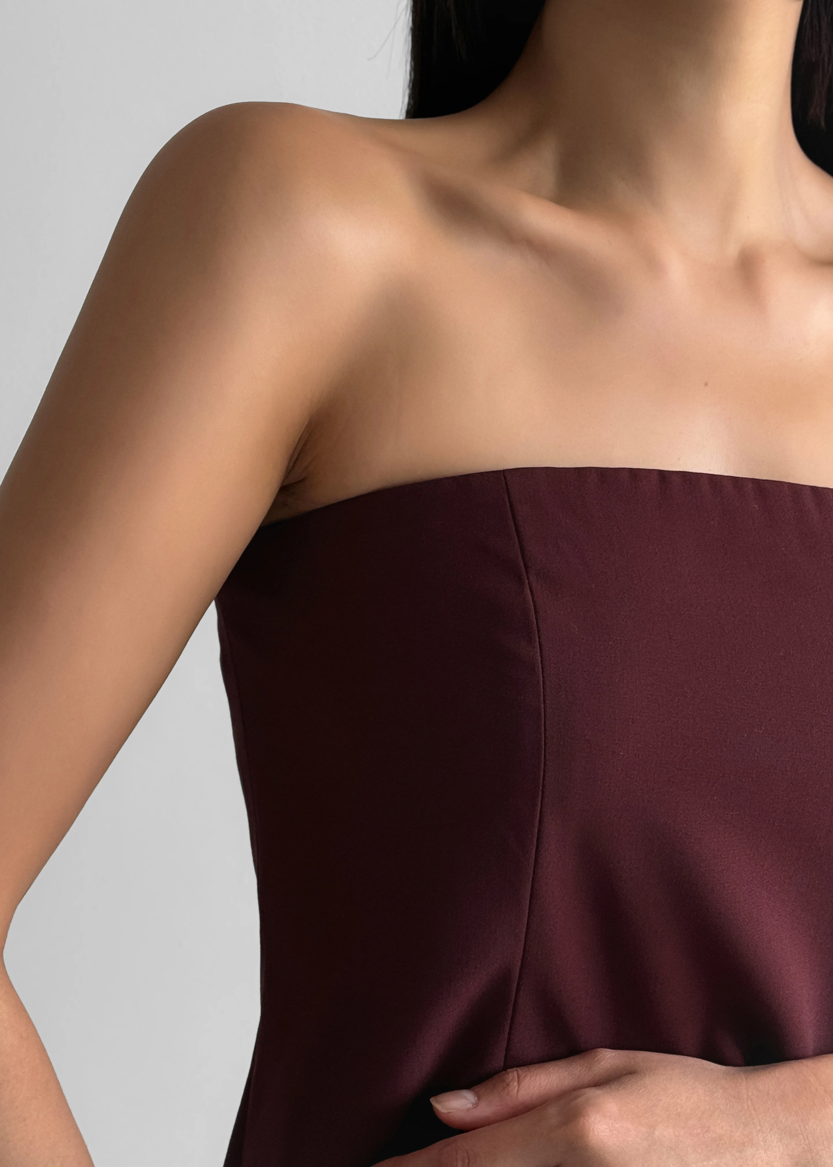 Abbie Strapless Top - Burgundy - Image 4