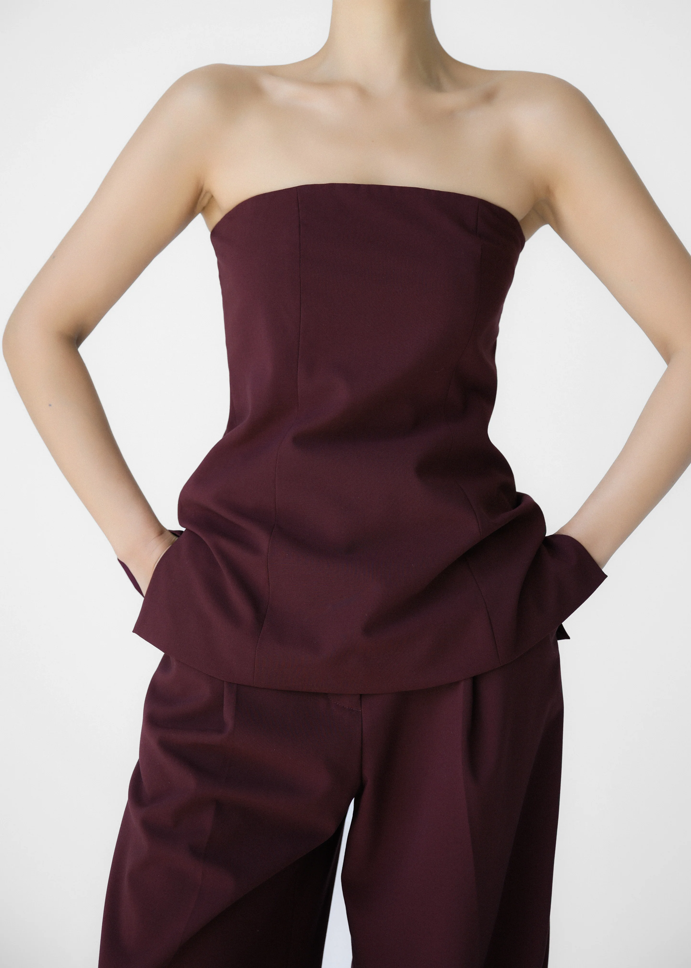 Abbie Strapless Top - Burgundy - Image 7
