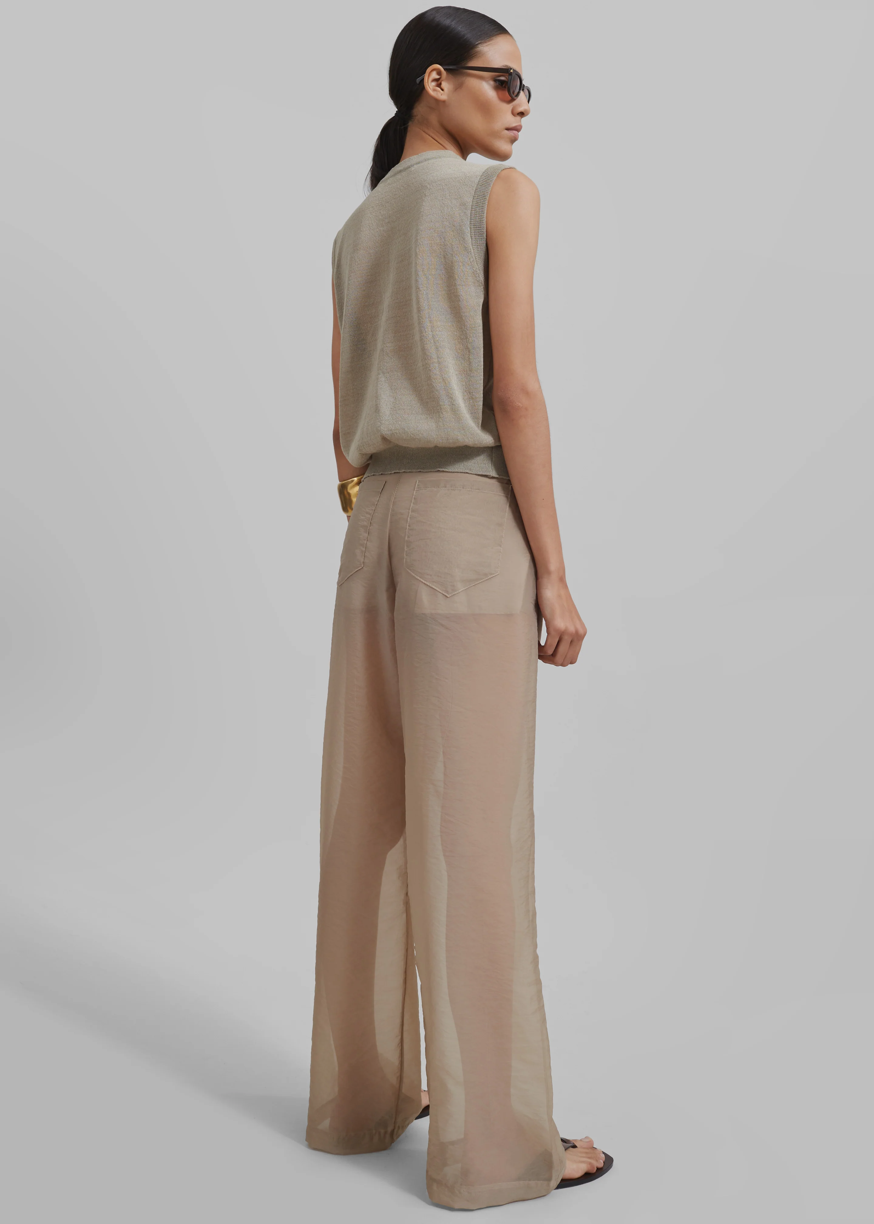 Abra Sheer Trousers - Beige - Image 15