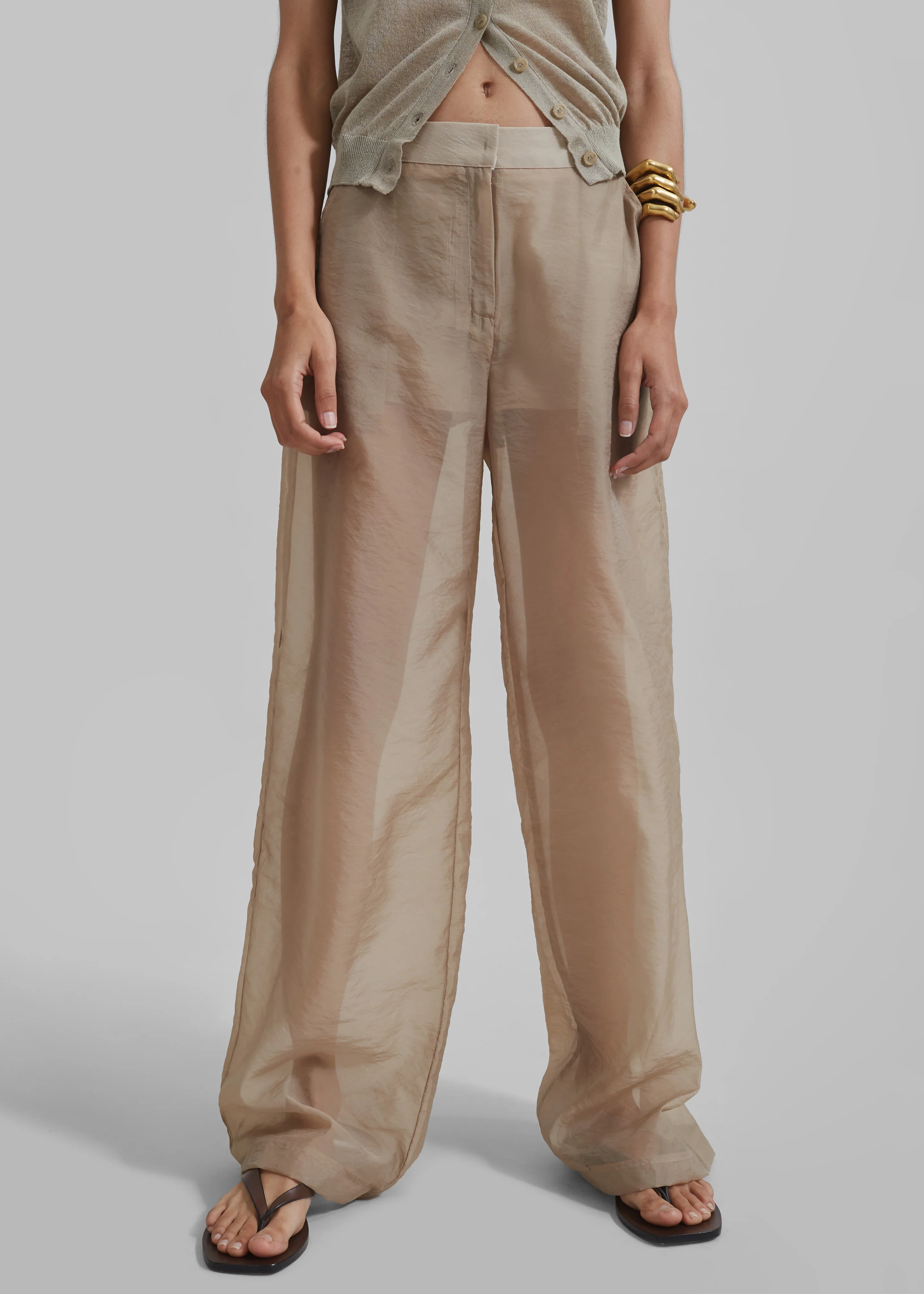 Abra Sheer Trousers - Beige - Image 3