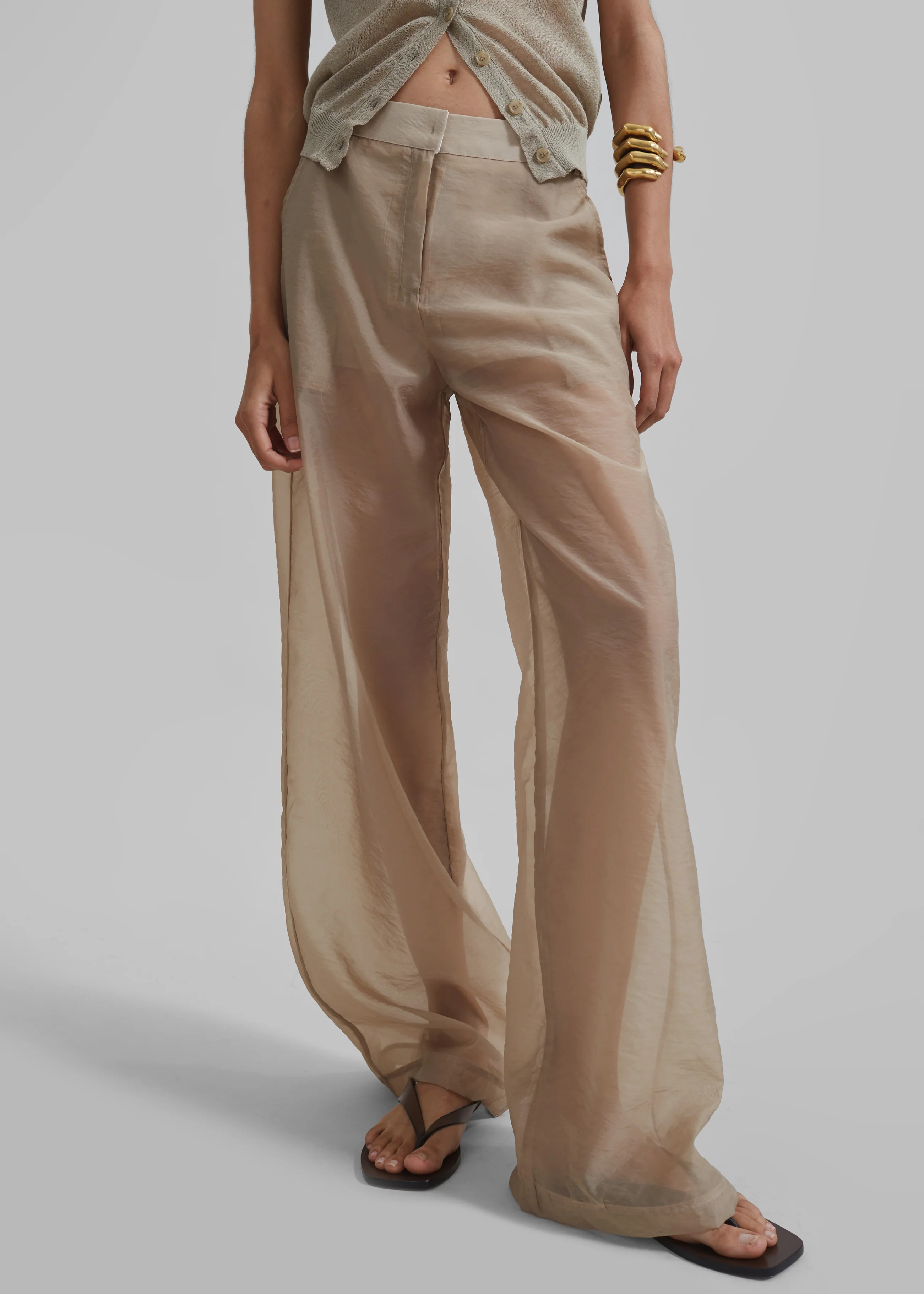Abra Sheer Trousers - Beige - Image 6