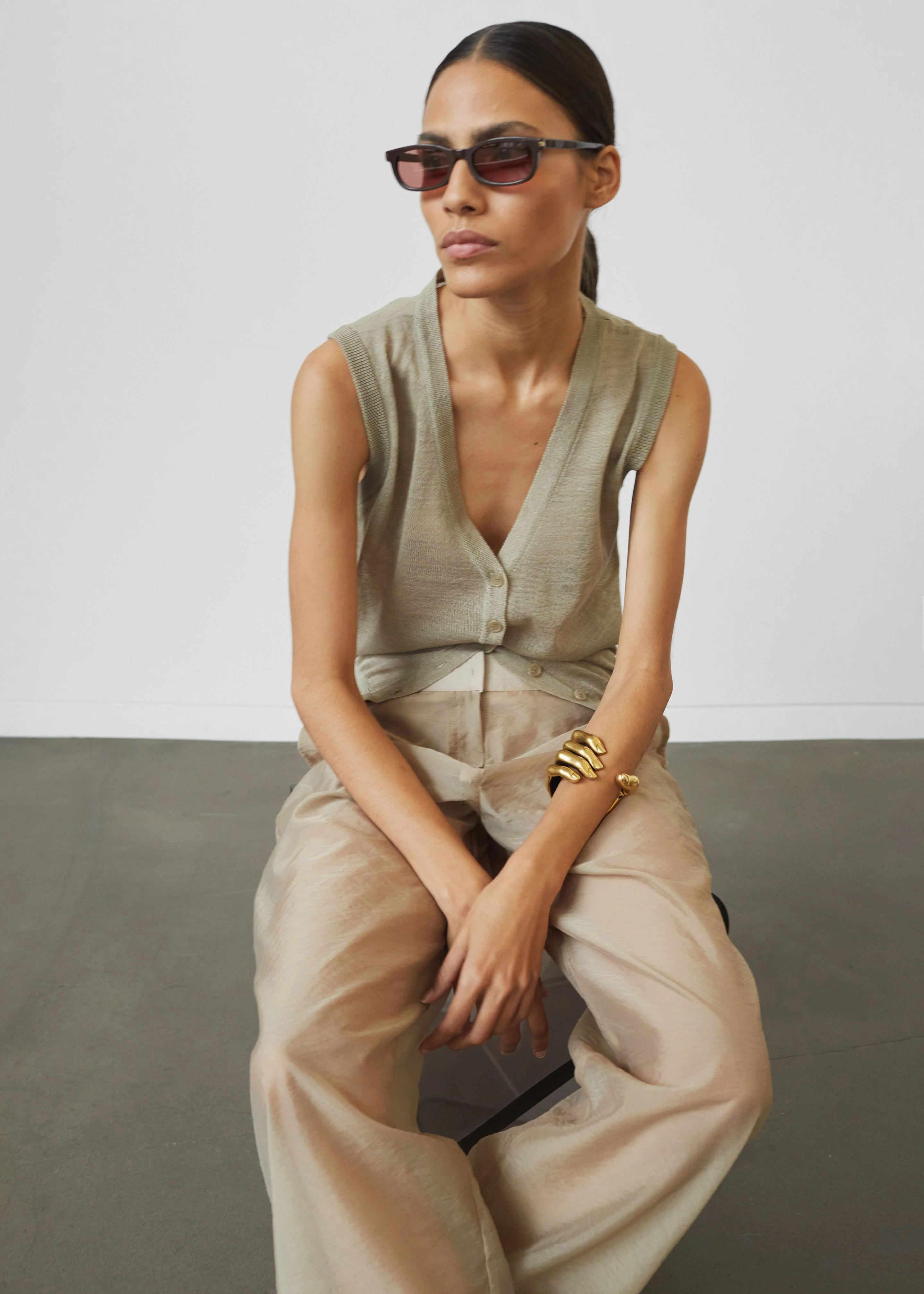 Abra Sheer Trousers - Beige - Image 7