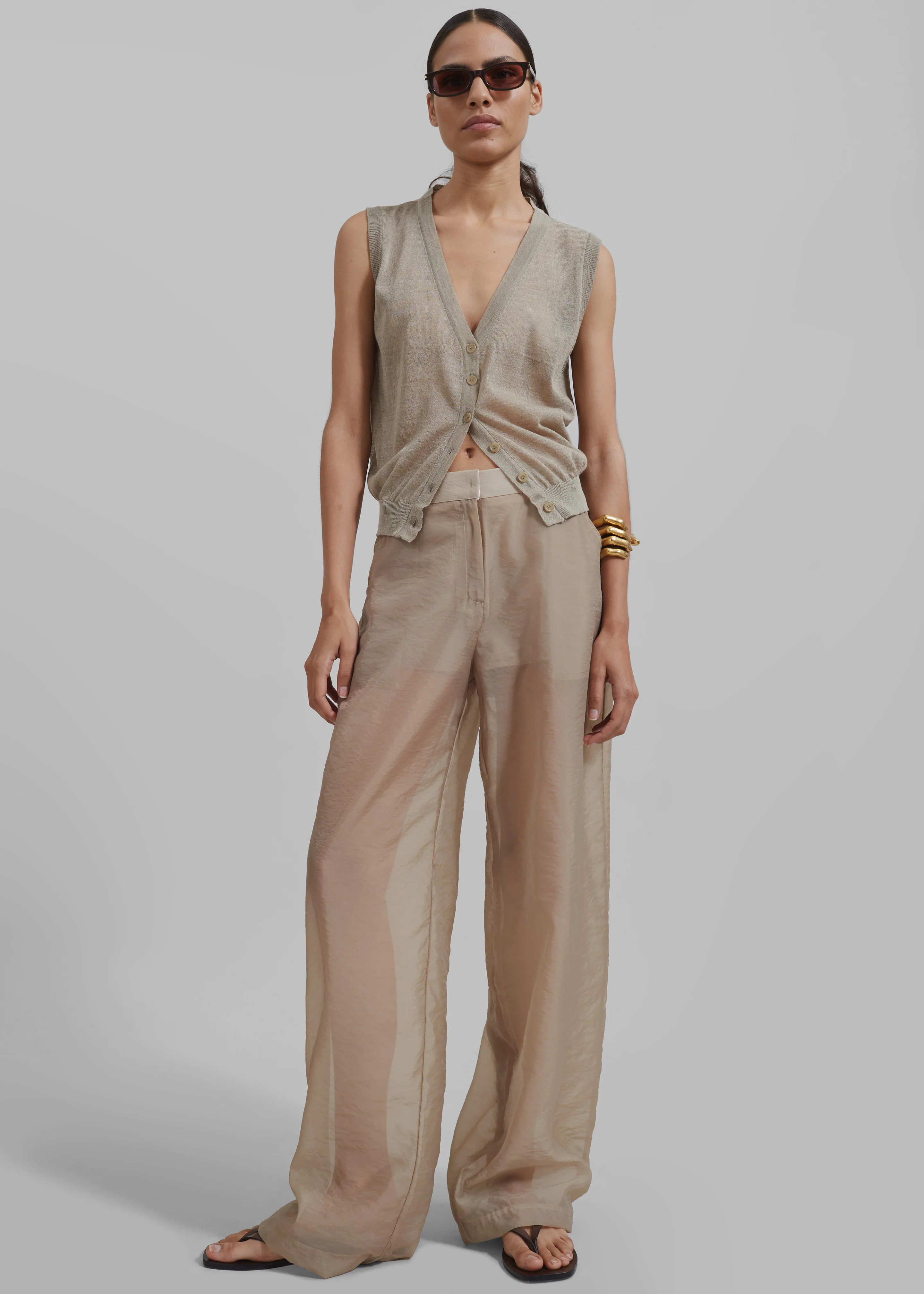 Abra Sheer Trousers - Beige - Image 8