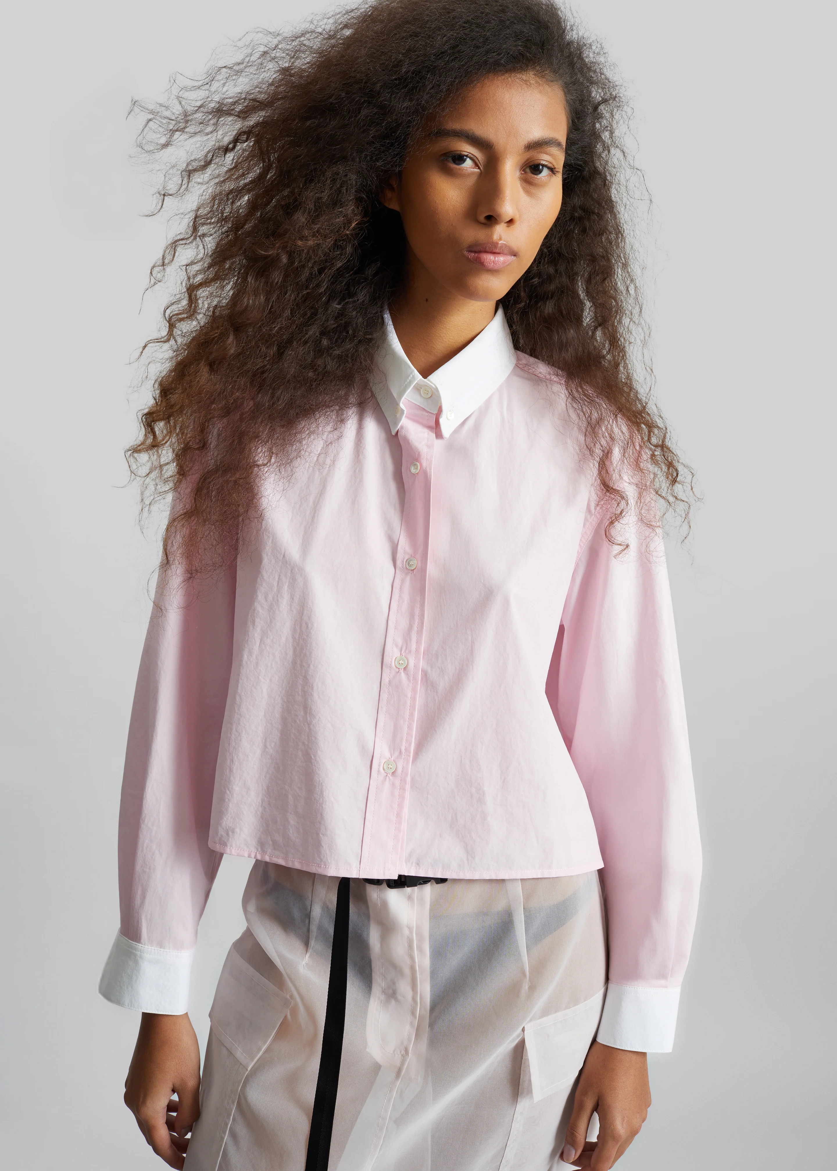 Aix Cropped Boxy Shirt - Pink - Image 4