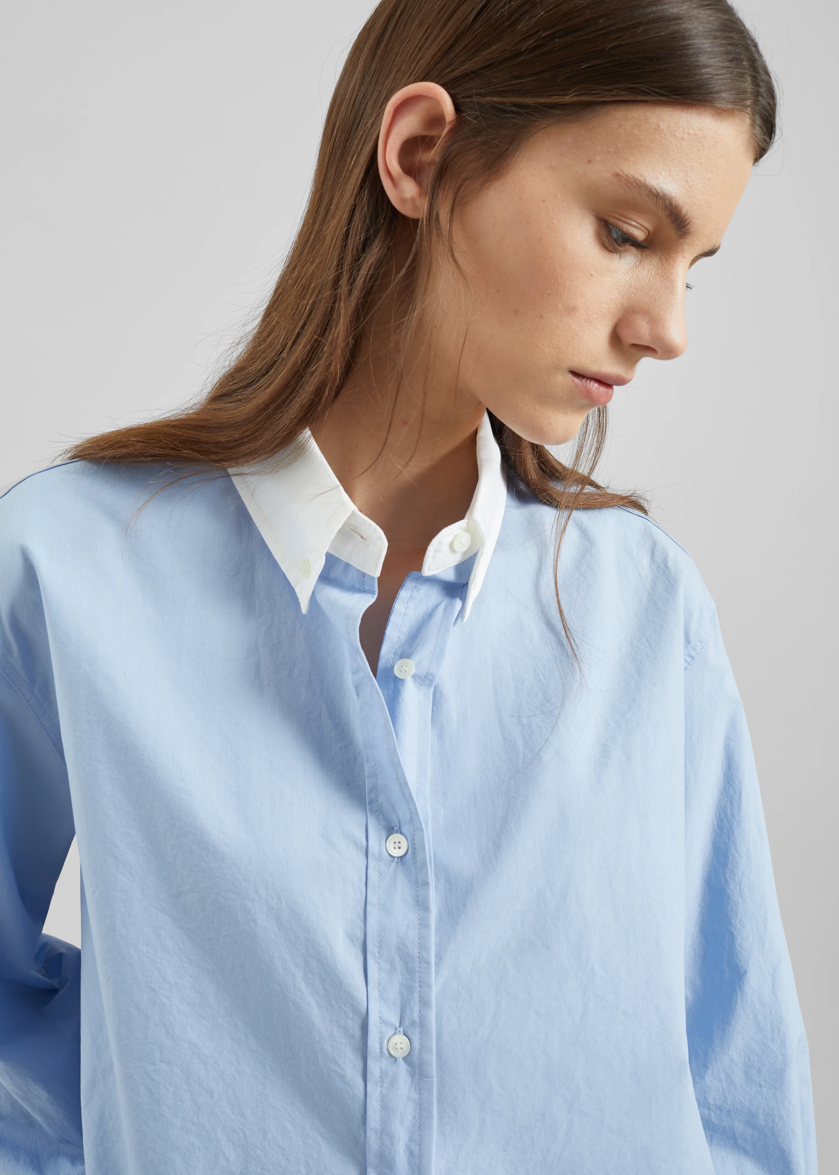 Aix Cropped Boxy Shirt - Sky Blue - Image 3