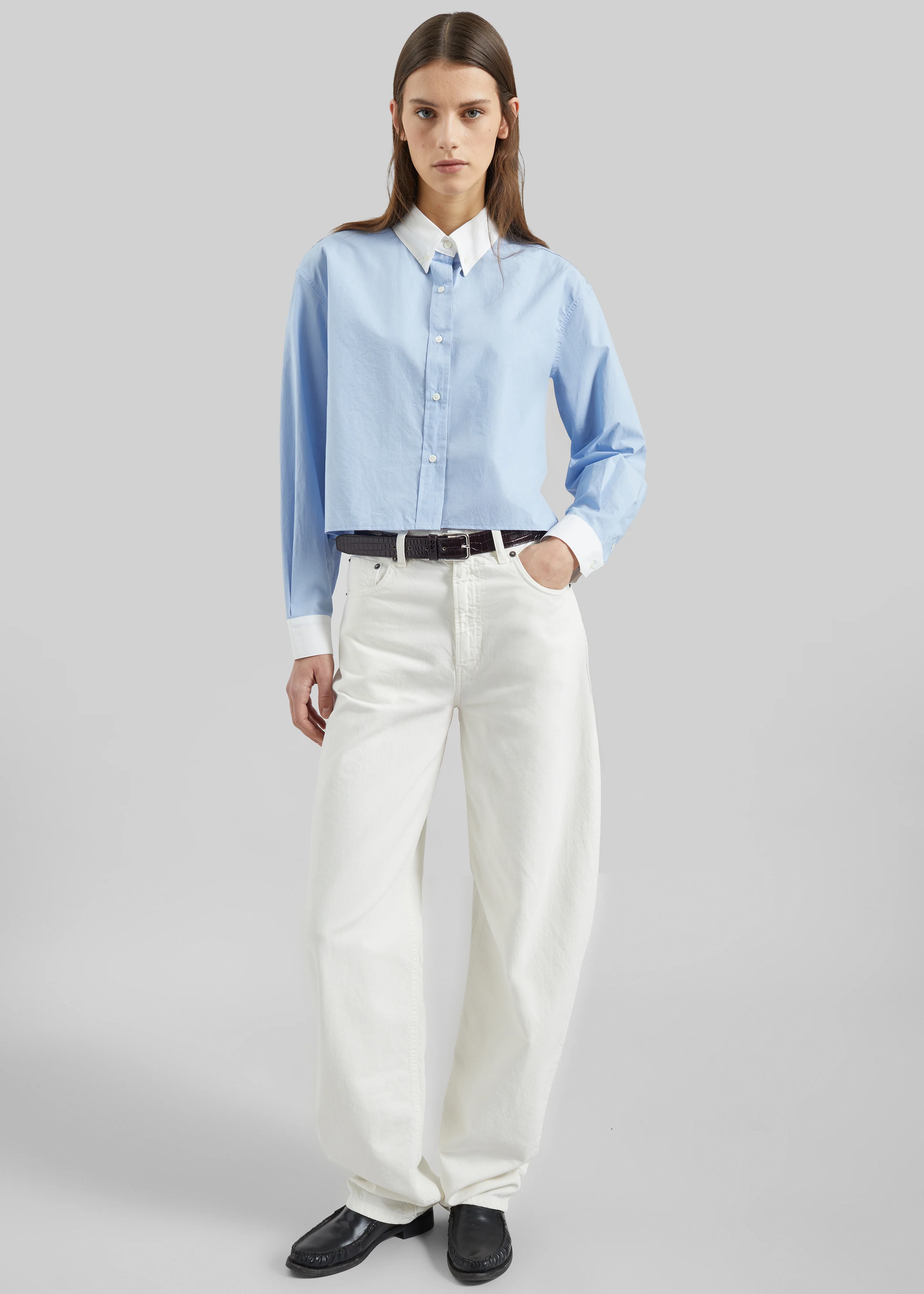 Aix Cropped Boxy Shirt - Sky Blue - Image 4