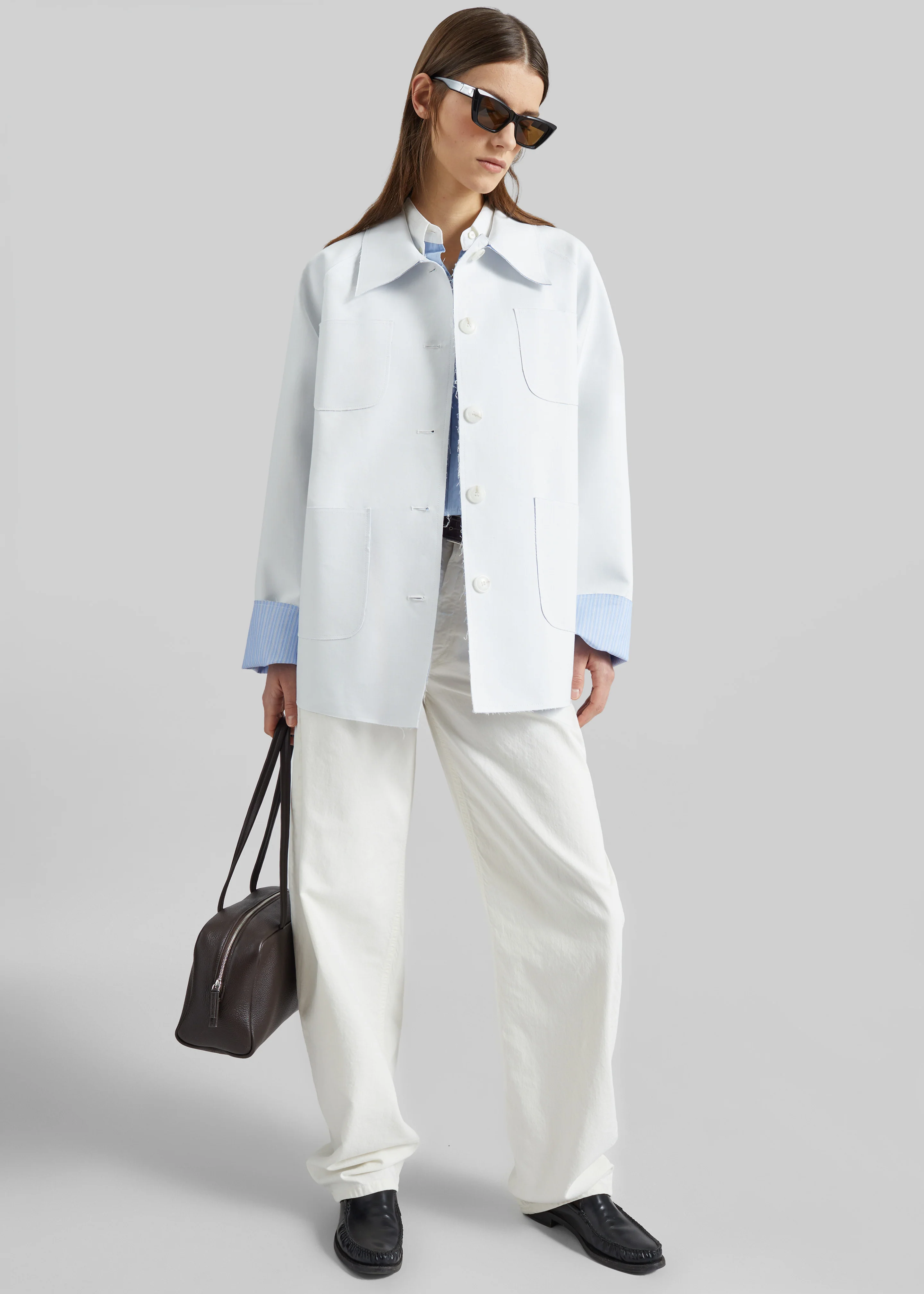 Aix Cropped Boxy Shirt - Sky Blue - Image 7