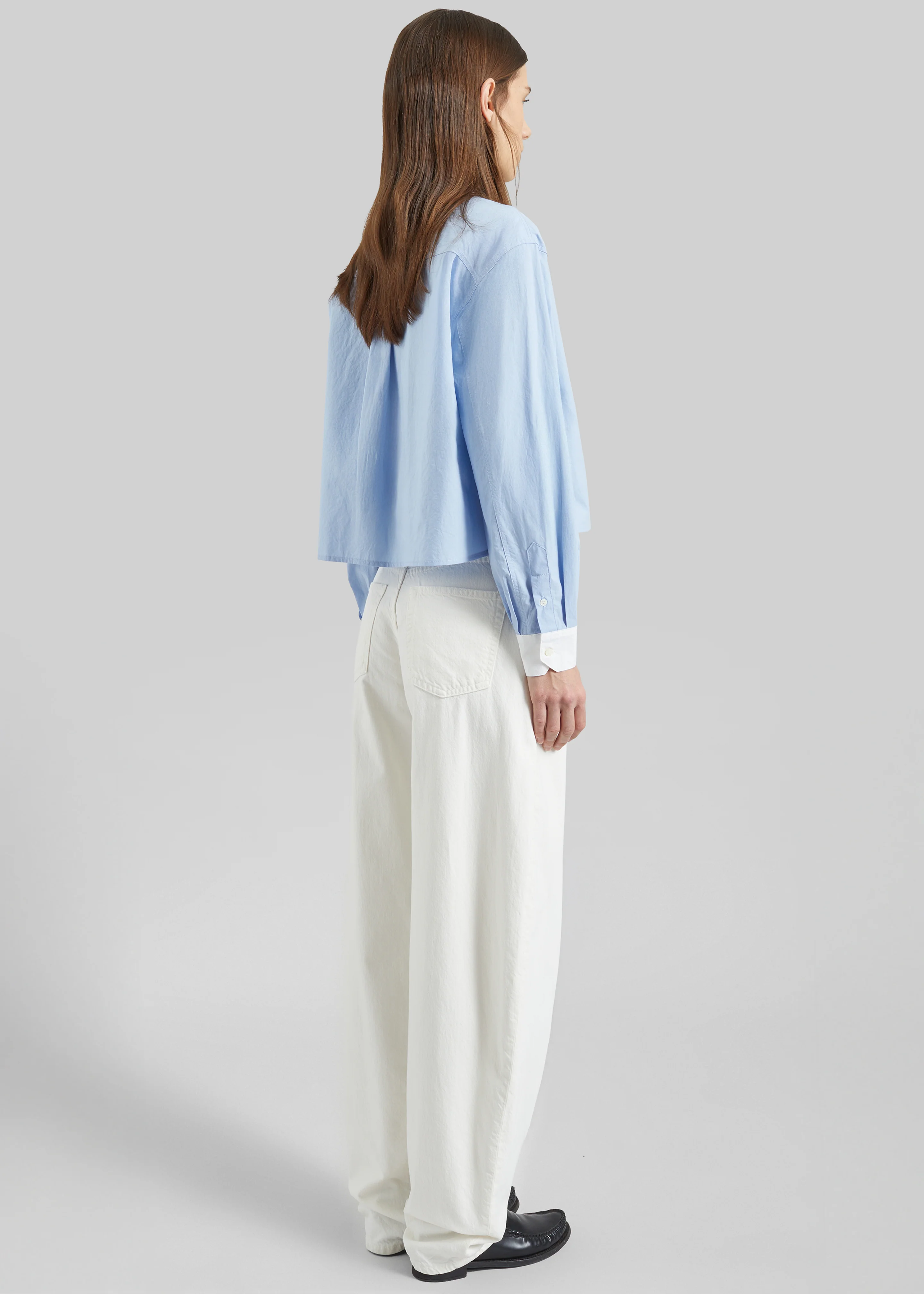 Aix Cropped Boxy Shirt - Sky Blue - Image 8