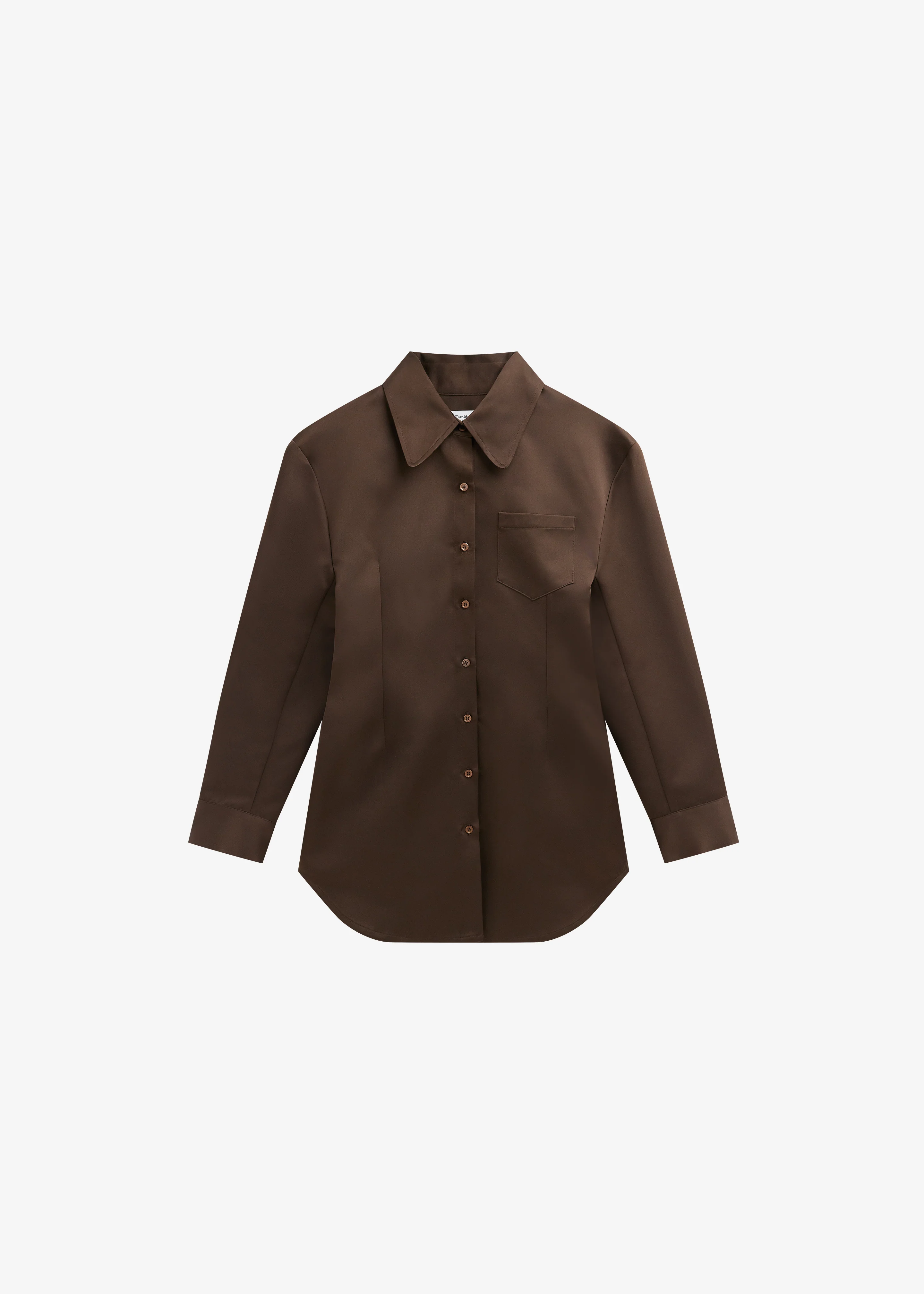 Akita Satin Cinched Shirt Dress - Brown - Image 6