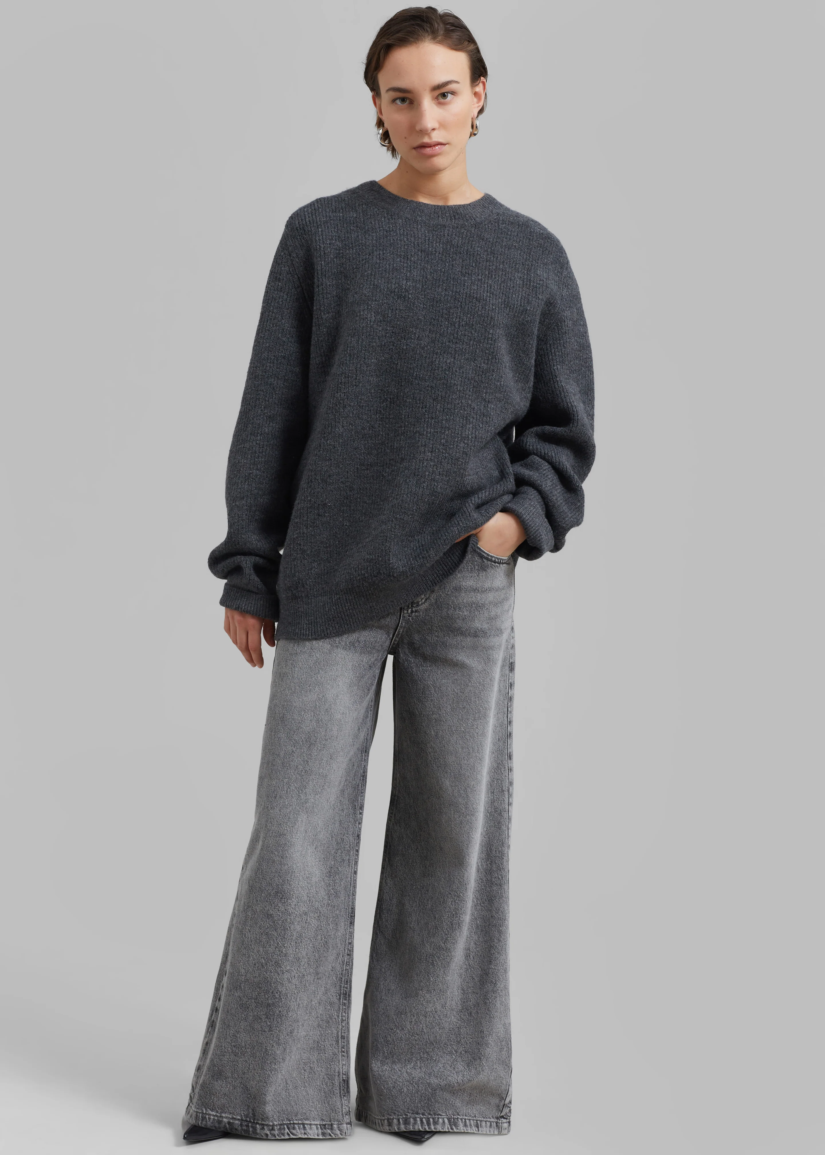 Alani Wide Leg Jeans - Black Wash - Image 7