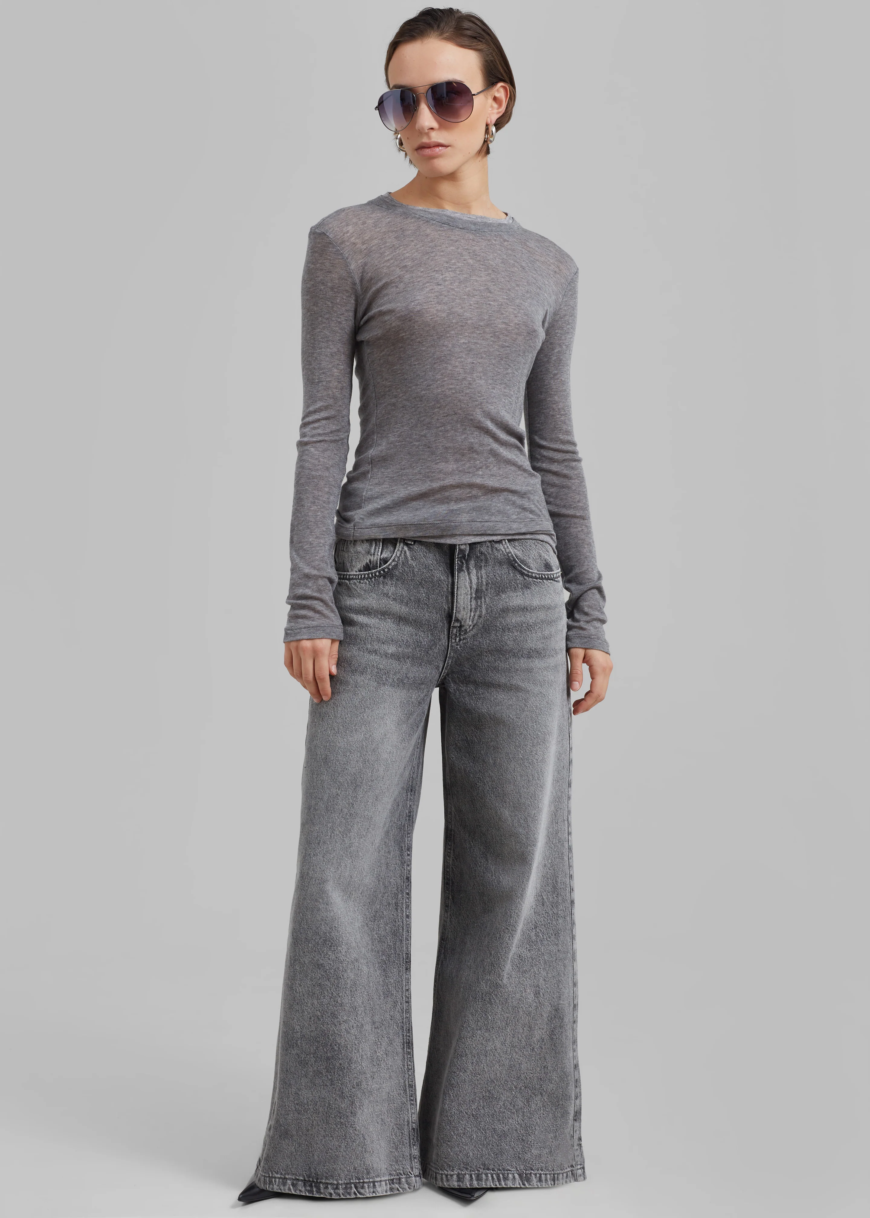 Alani Wide Leg Jeans - Black Wash - Image 8