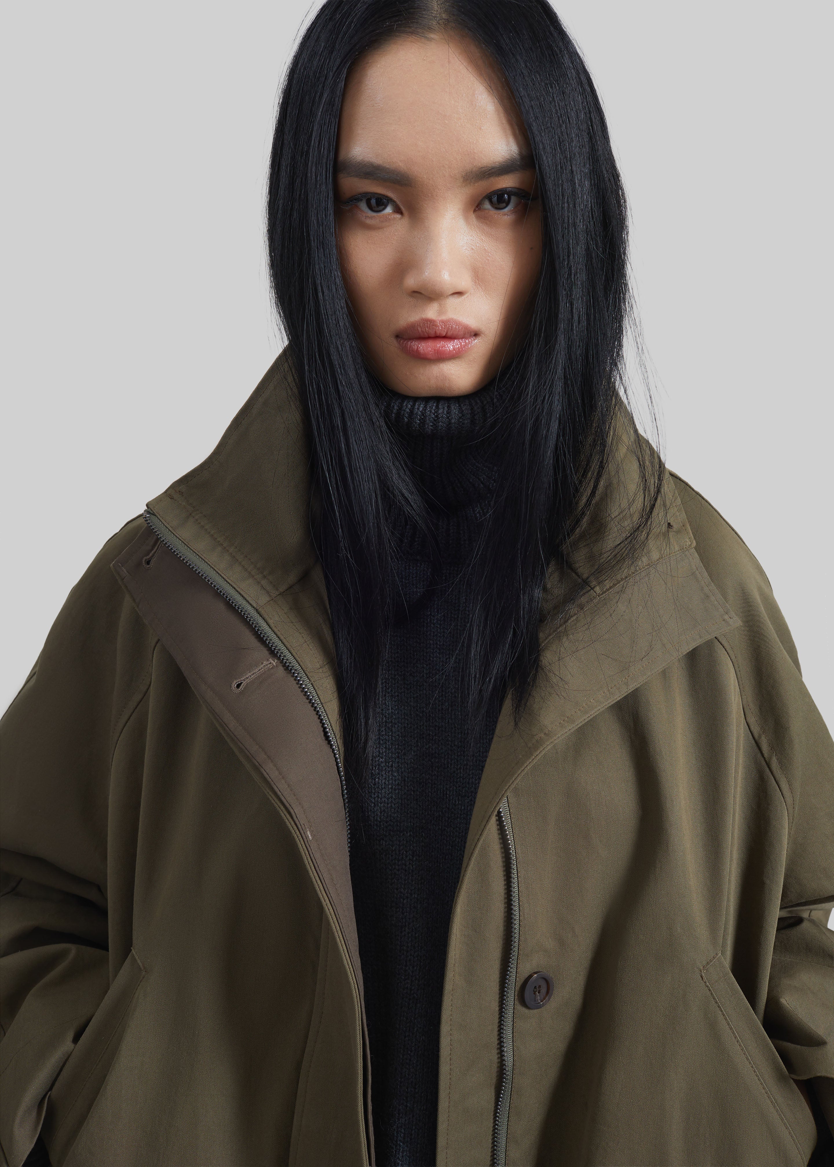 Alesie Drawstring Jacket - Olive Brown - Image 4