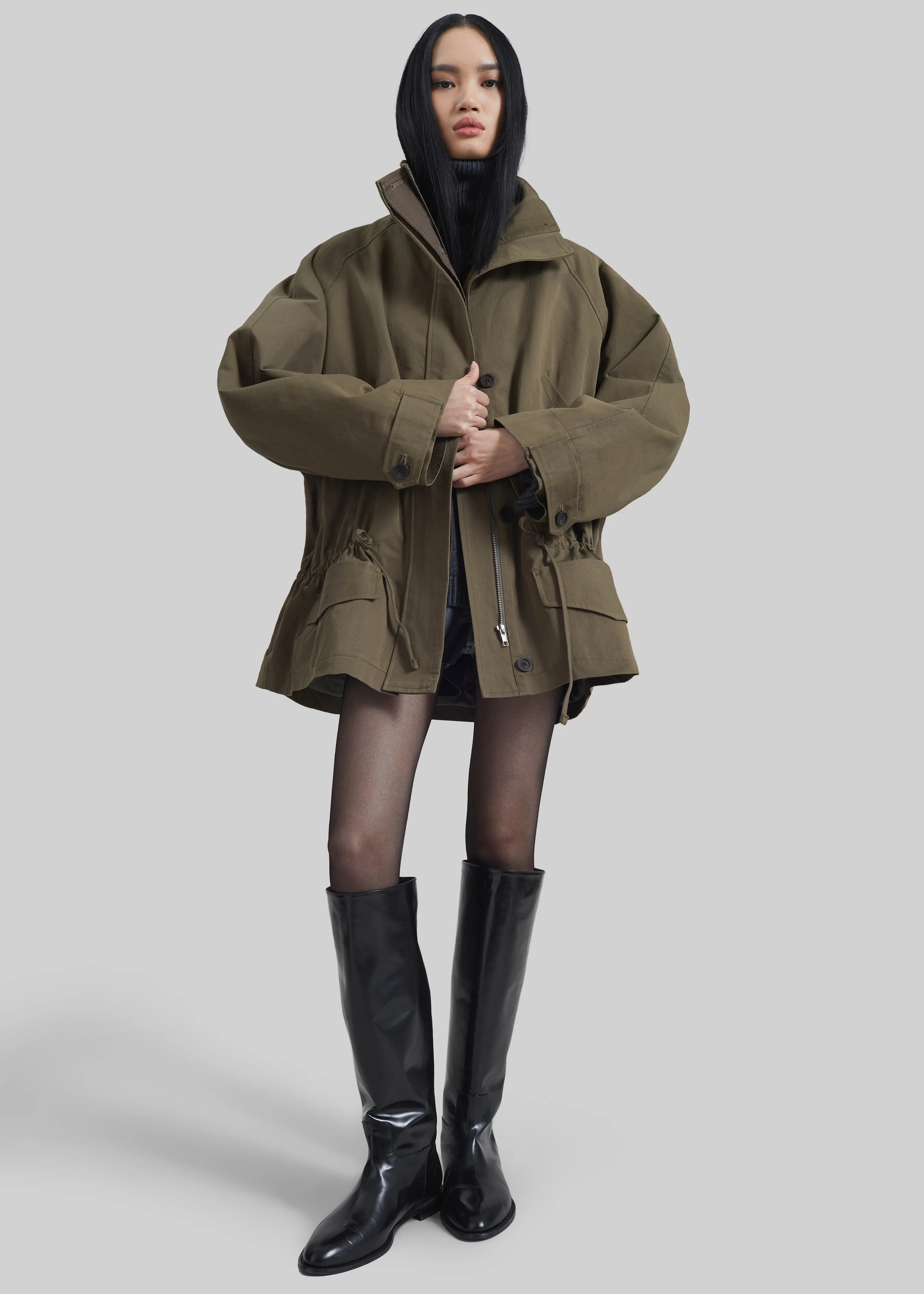 Alesie Drawstring Jacket - Olive Brown - Image 5