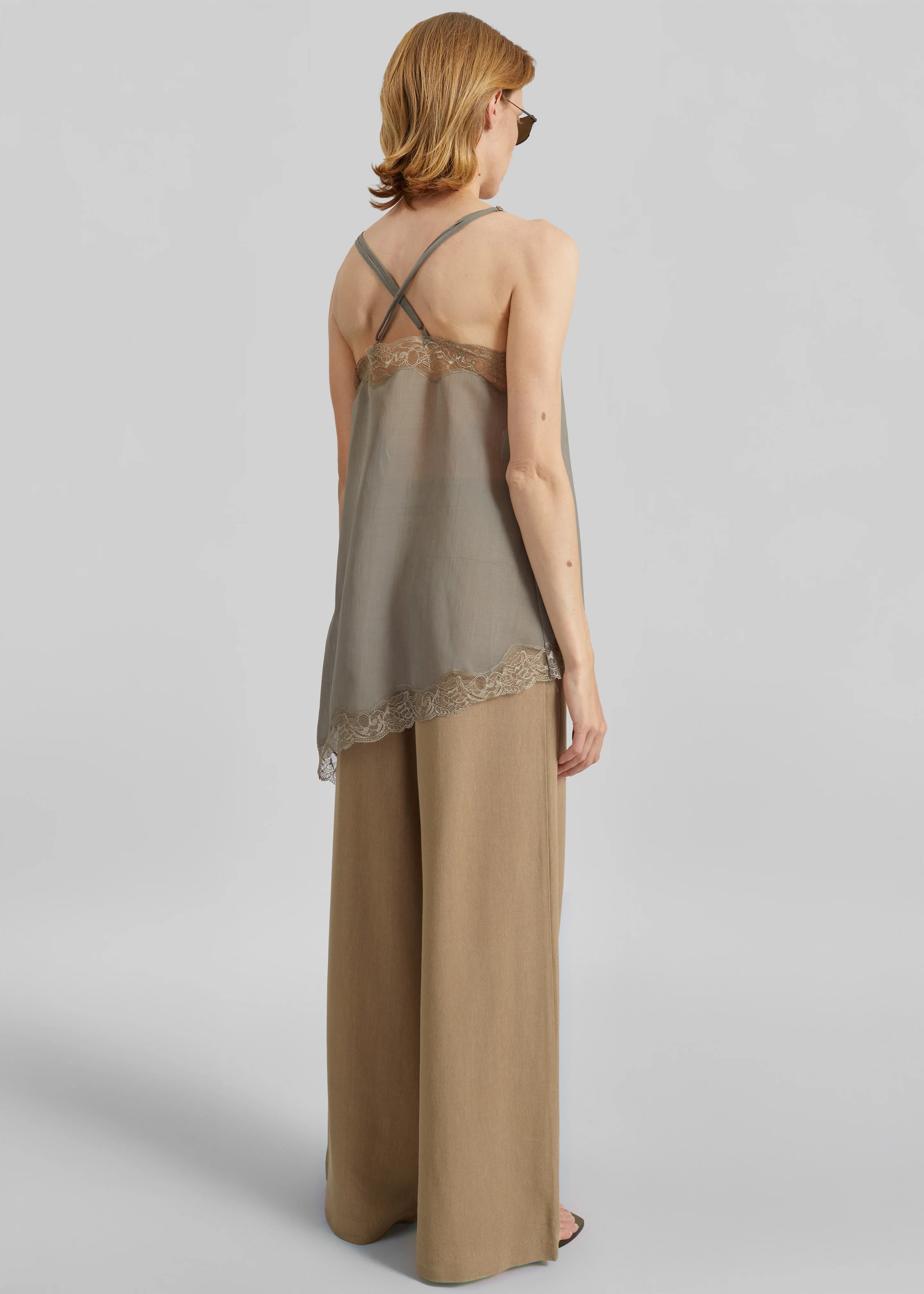 Alessia Sheer Lace Top - Taupe - Image 6