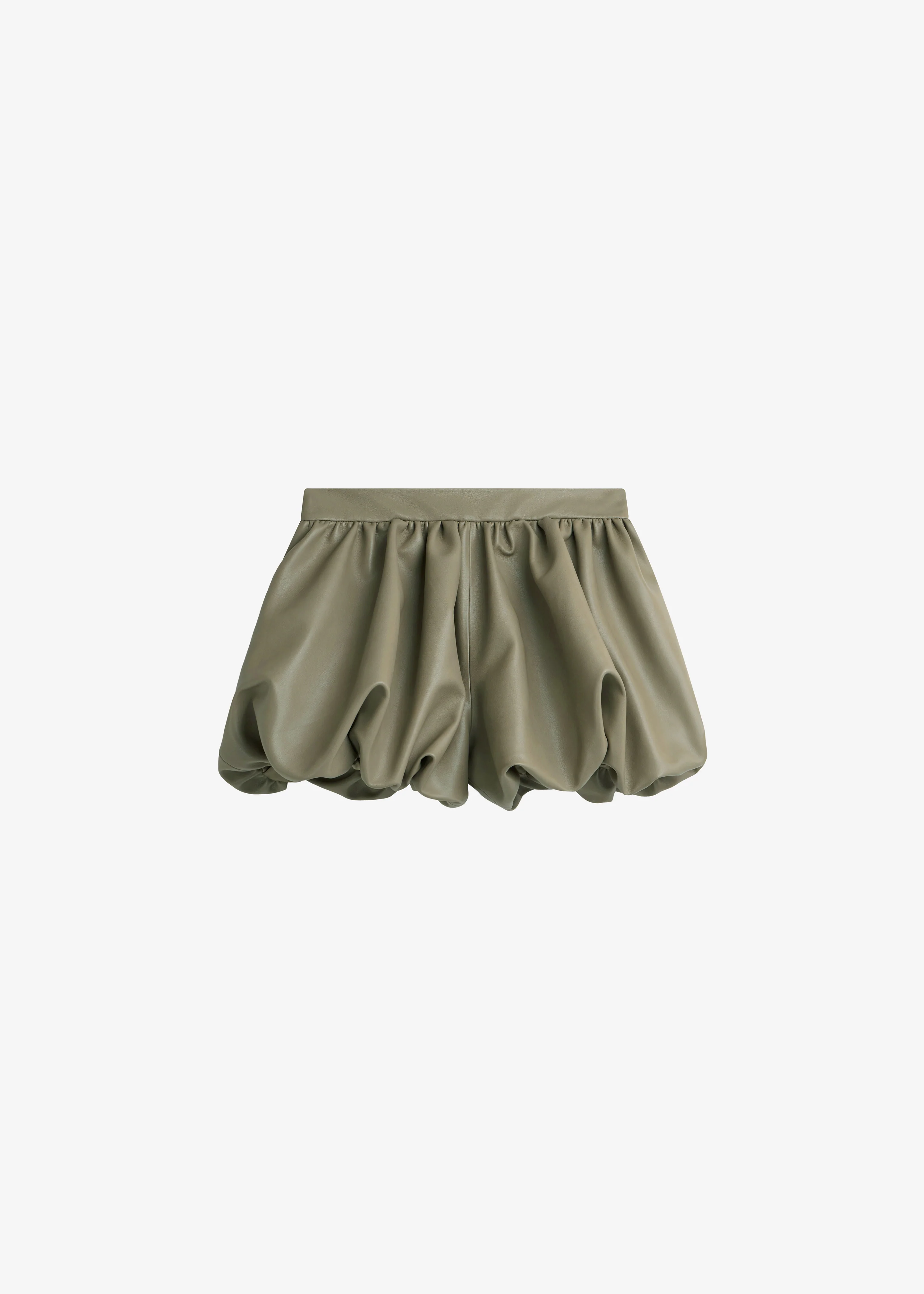 Alina Faux Leather Bubble Hem Shorts - Sage - Image 7