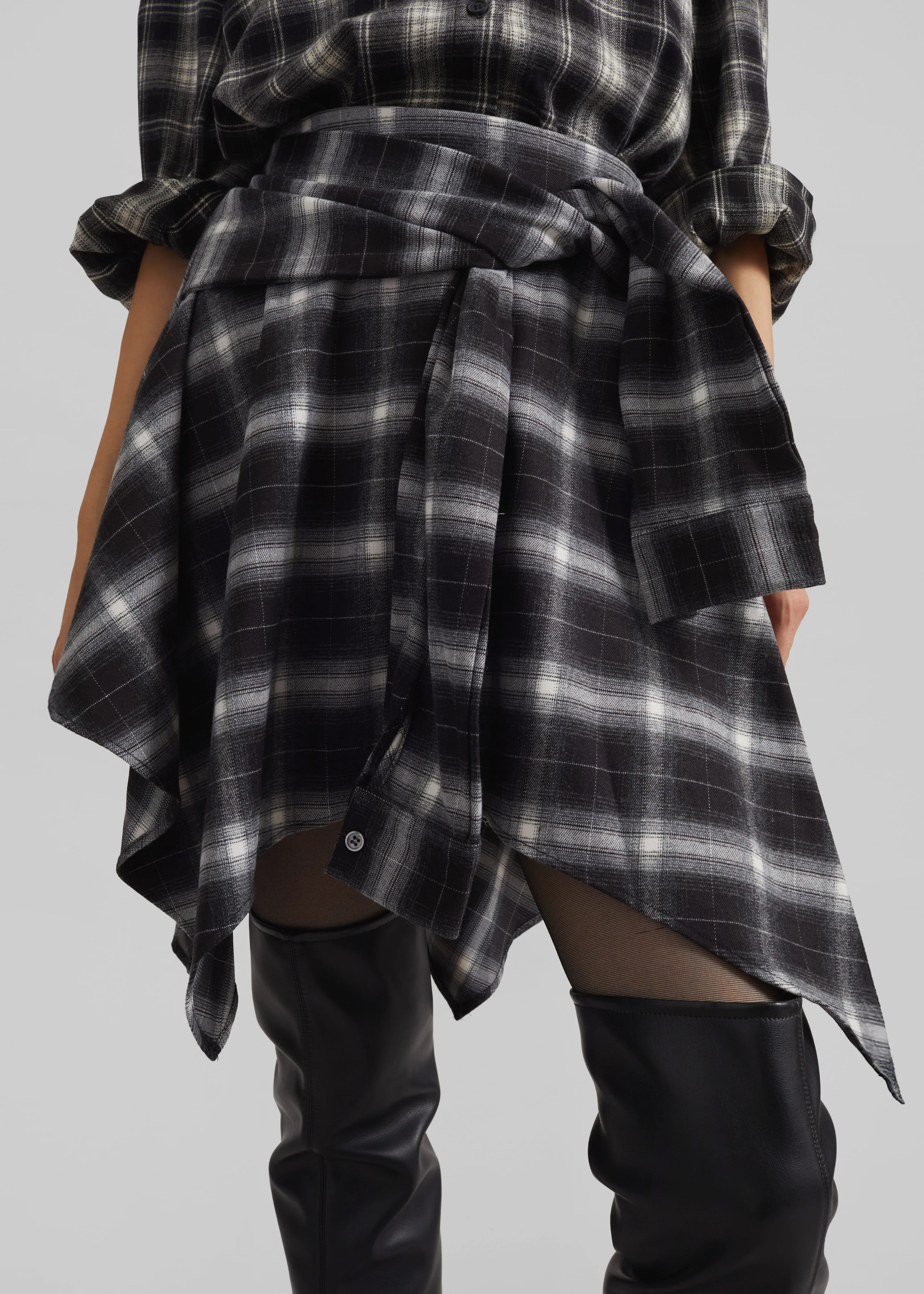 Alix Tie Skirt - Black Plaid - Image 5