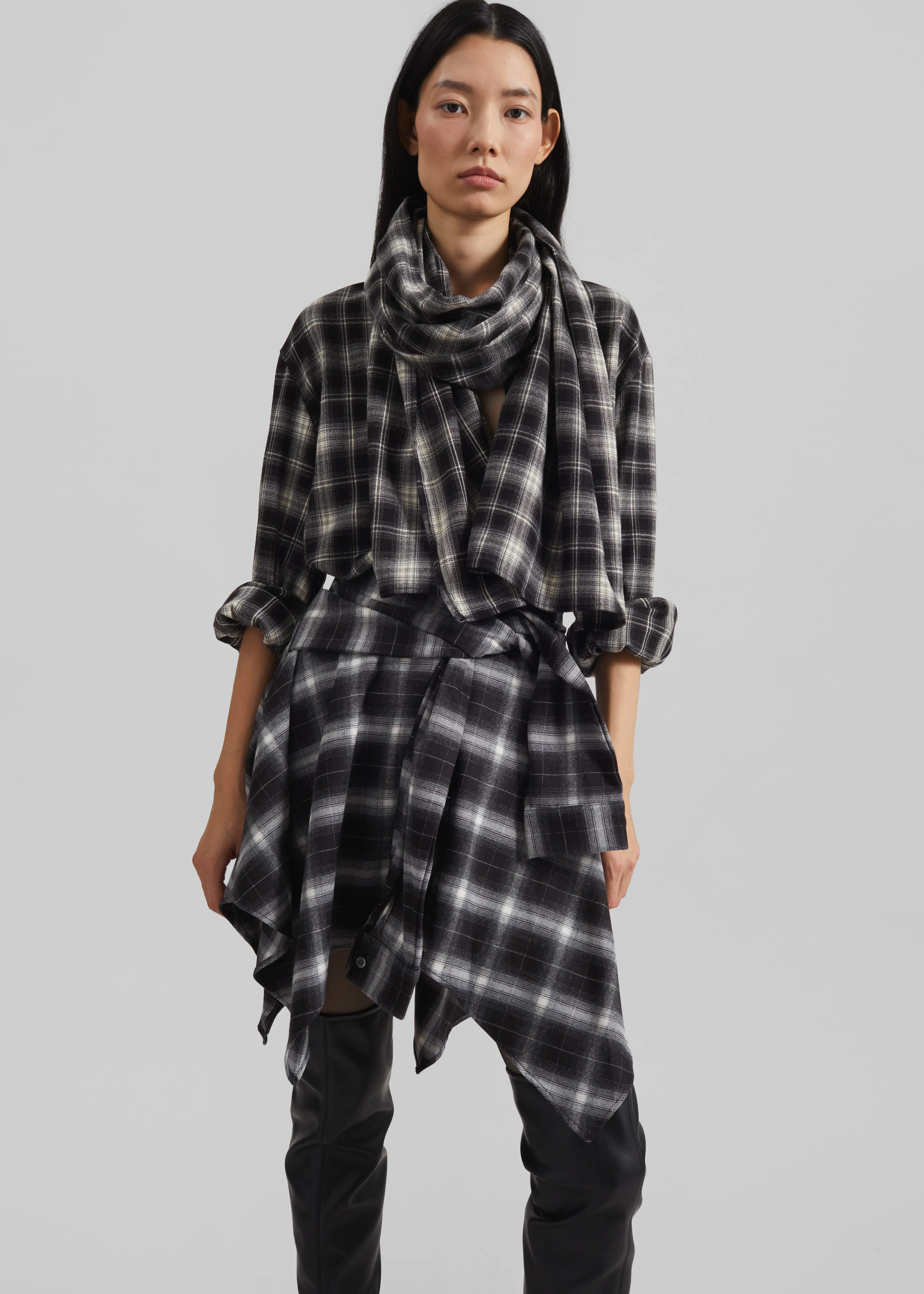 Alix Tie Skirt - Black Plaid - Image 6