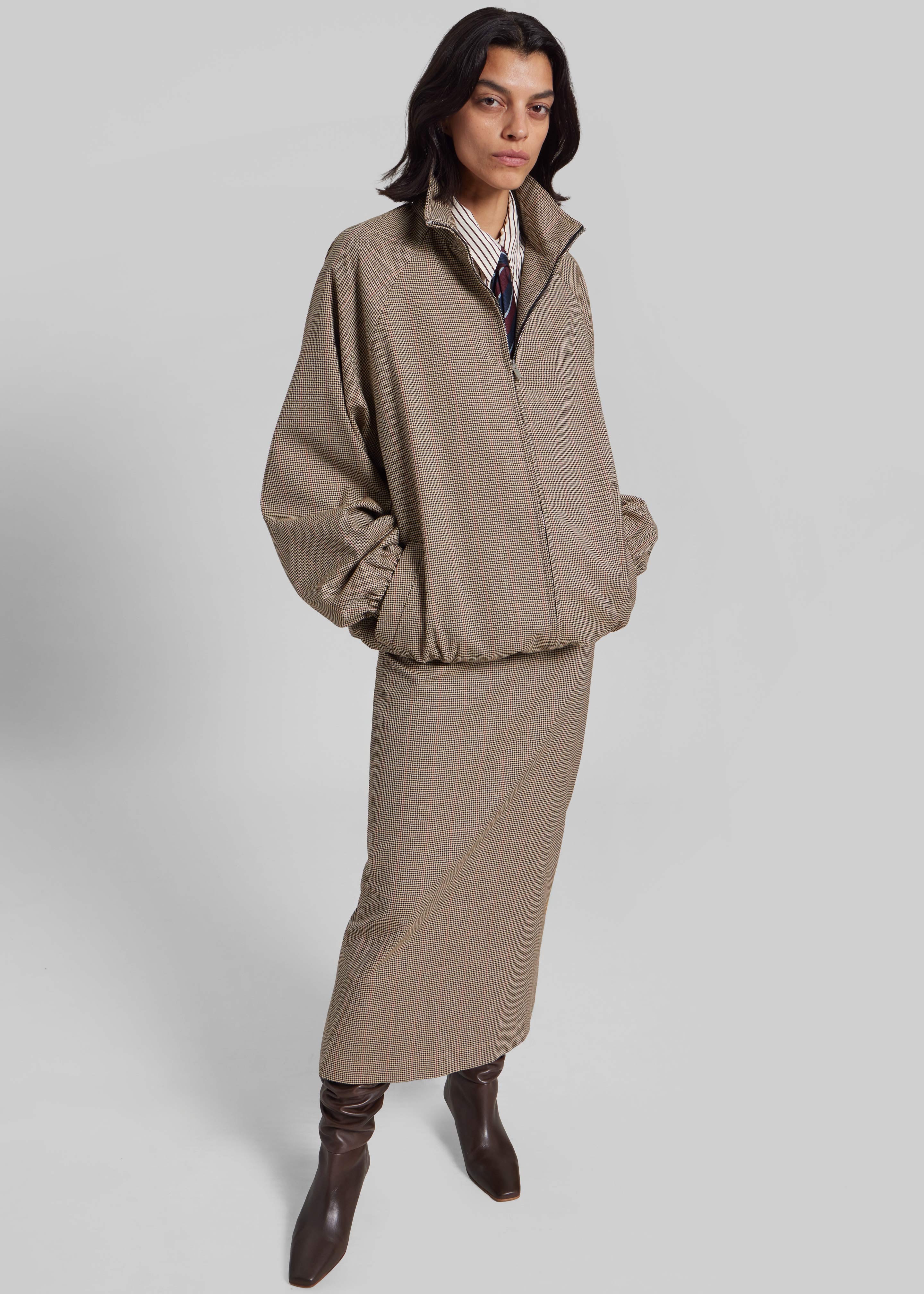 Alrose Houndstooth Midi Skirt - Beige - Image 3