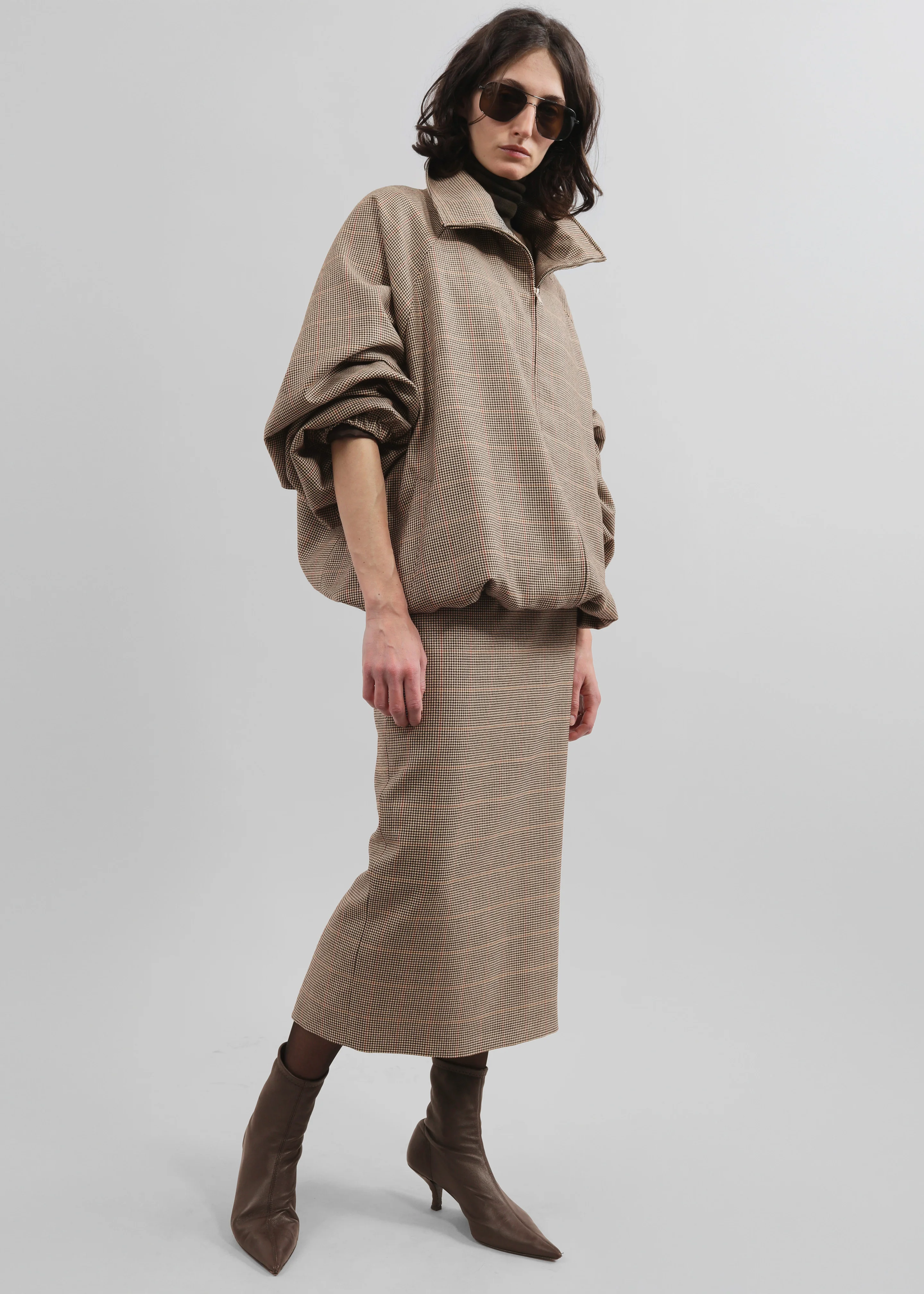 Alrose Houndstooth Midi Skirt - Beige - Image 9