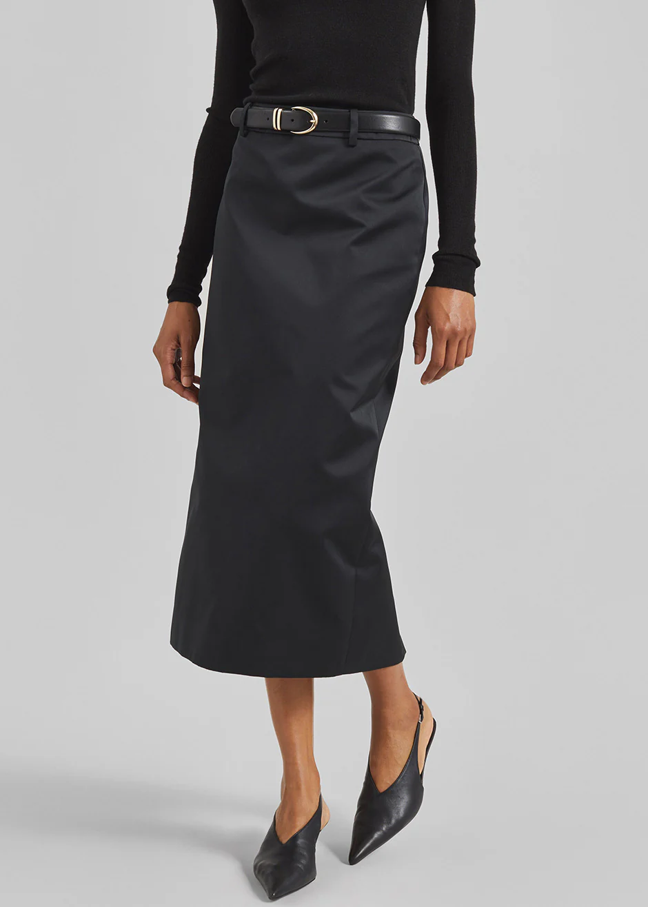 Alrose Satin Midi Skirt - Black - Image 3
