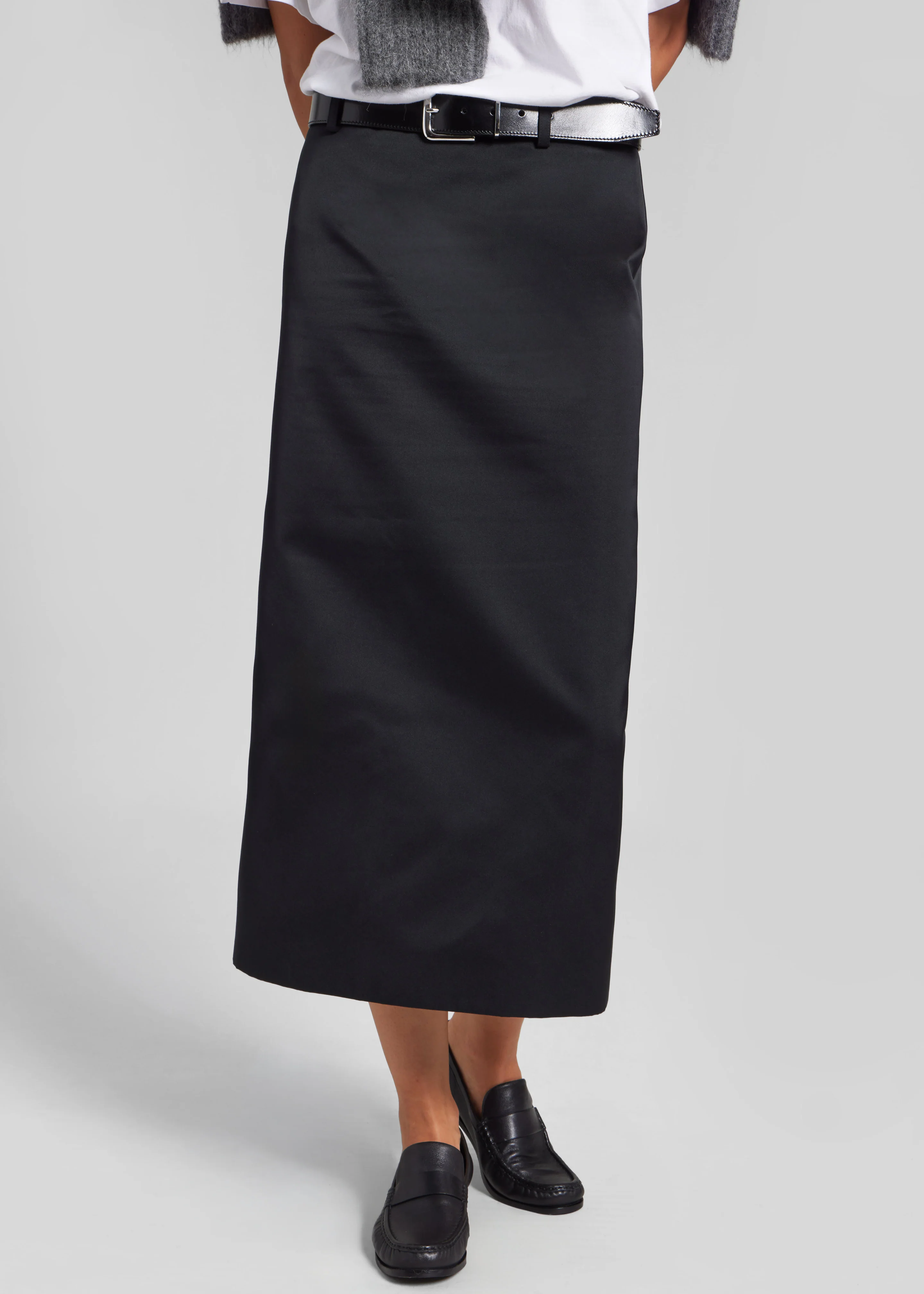 Alrose Satin Midi Skirt - Black - Image 7