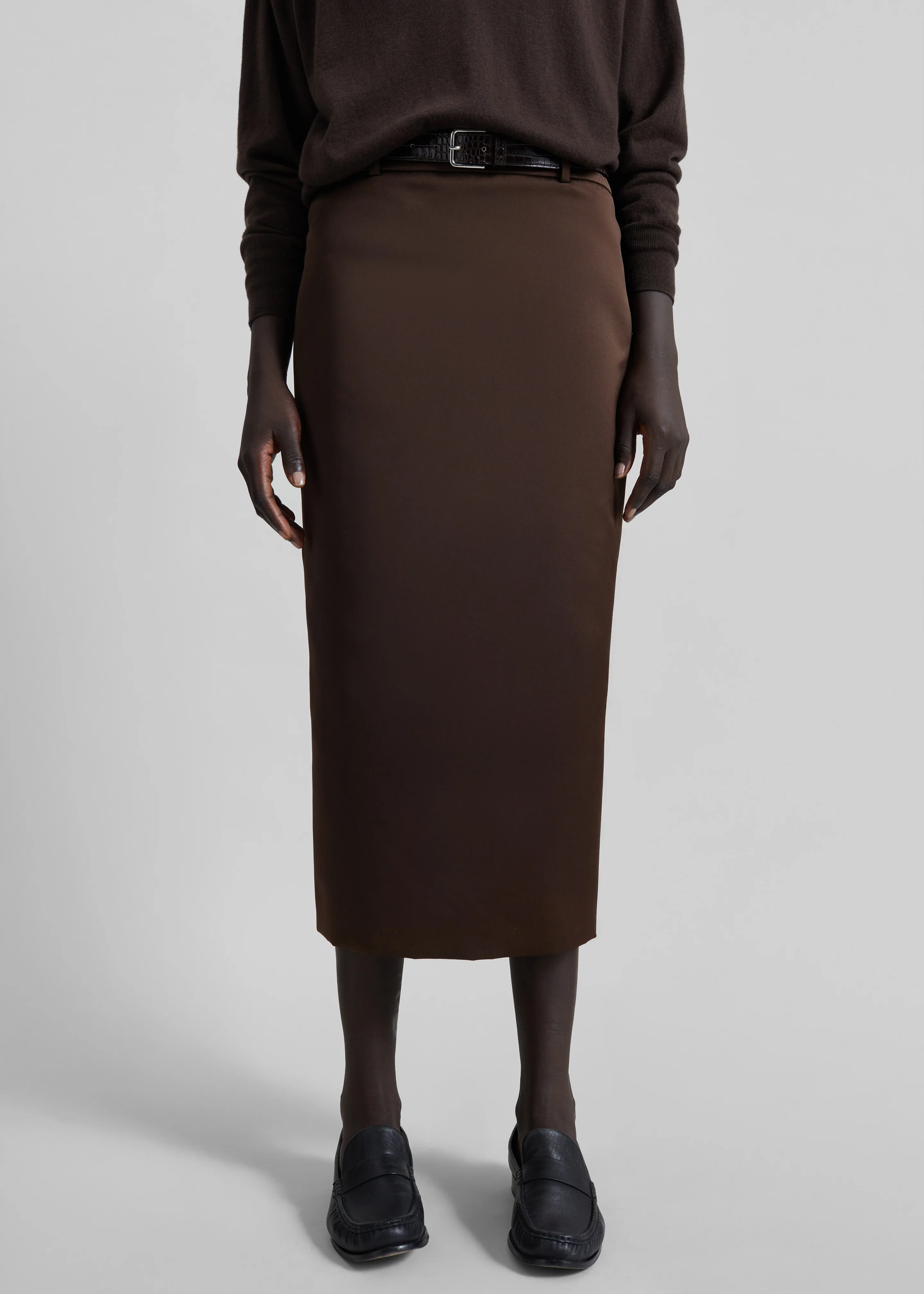 Alrose Satin Midi Skirt - Brown - Image 10