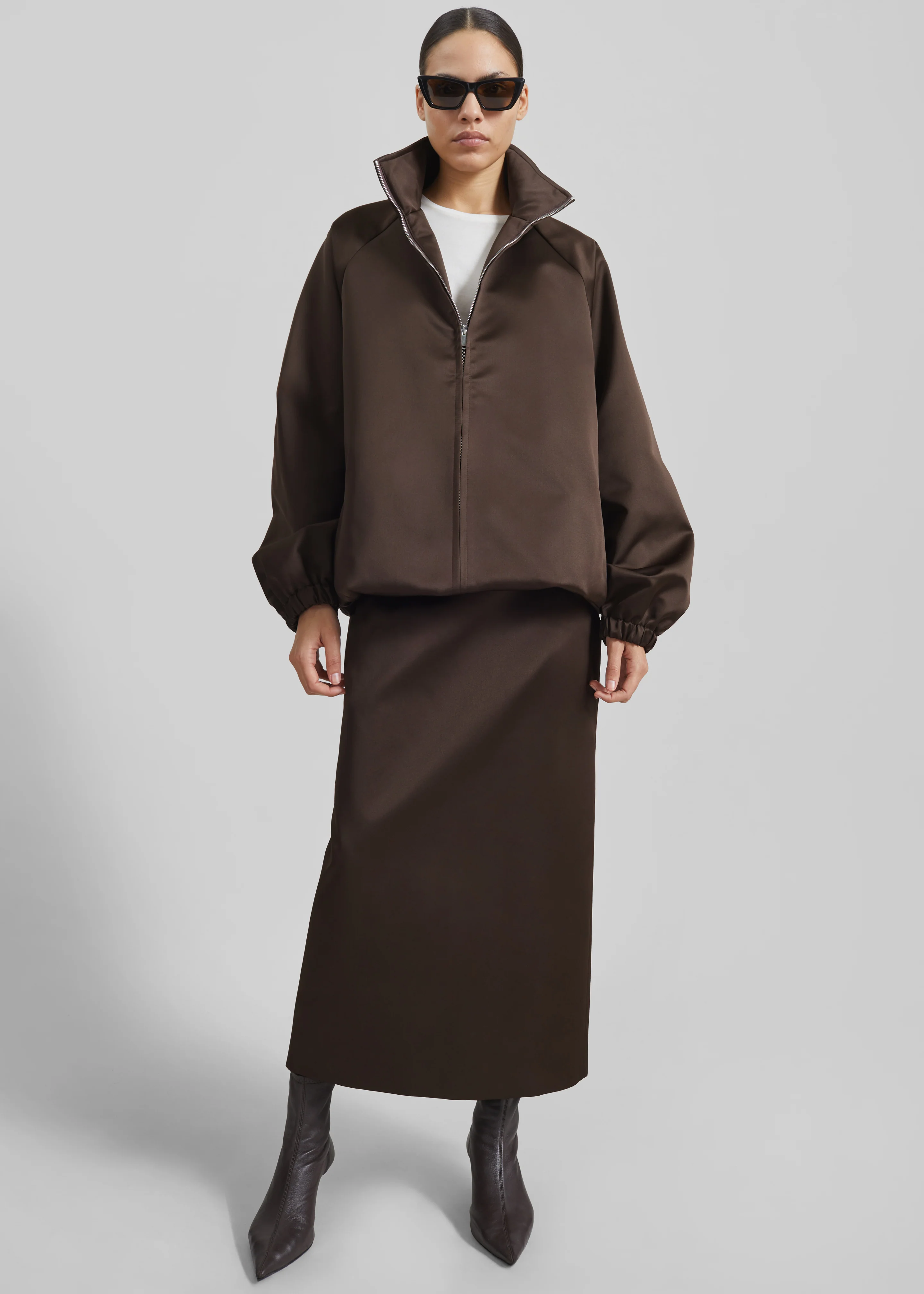 Alrose Satin Midi Skirt - Brown - Image 11