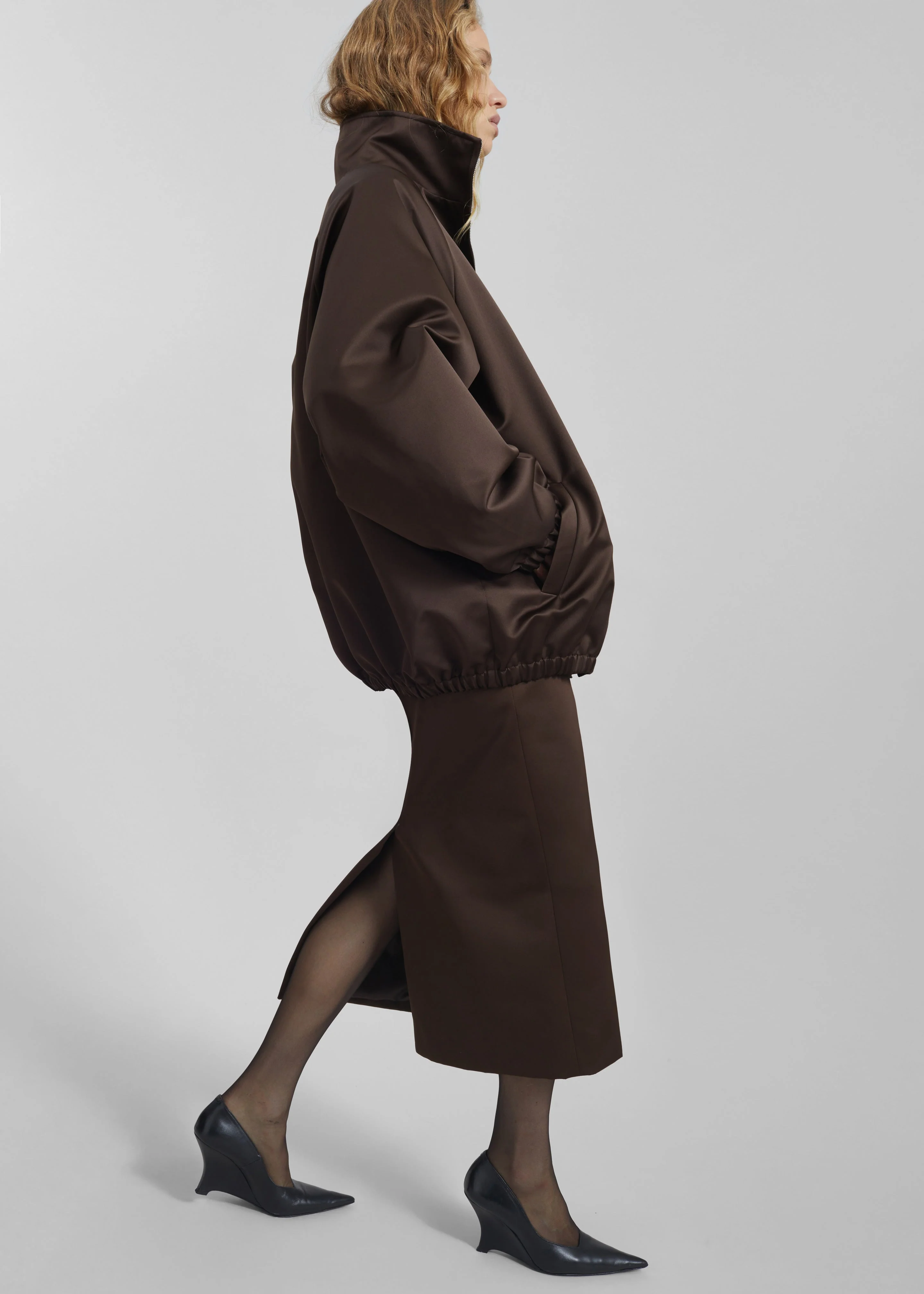 Alrose Satin Midi Skirt - Brown - Image 3