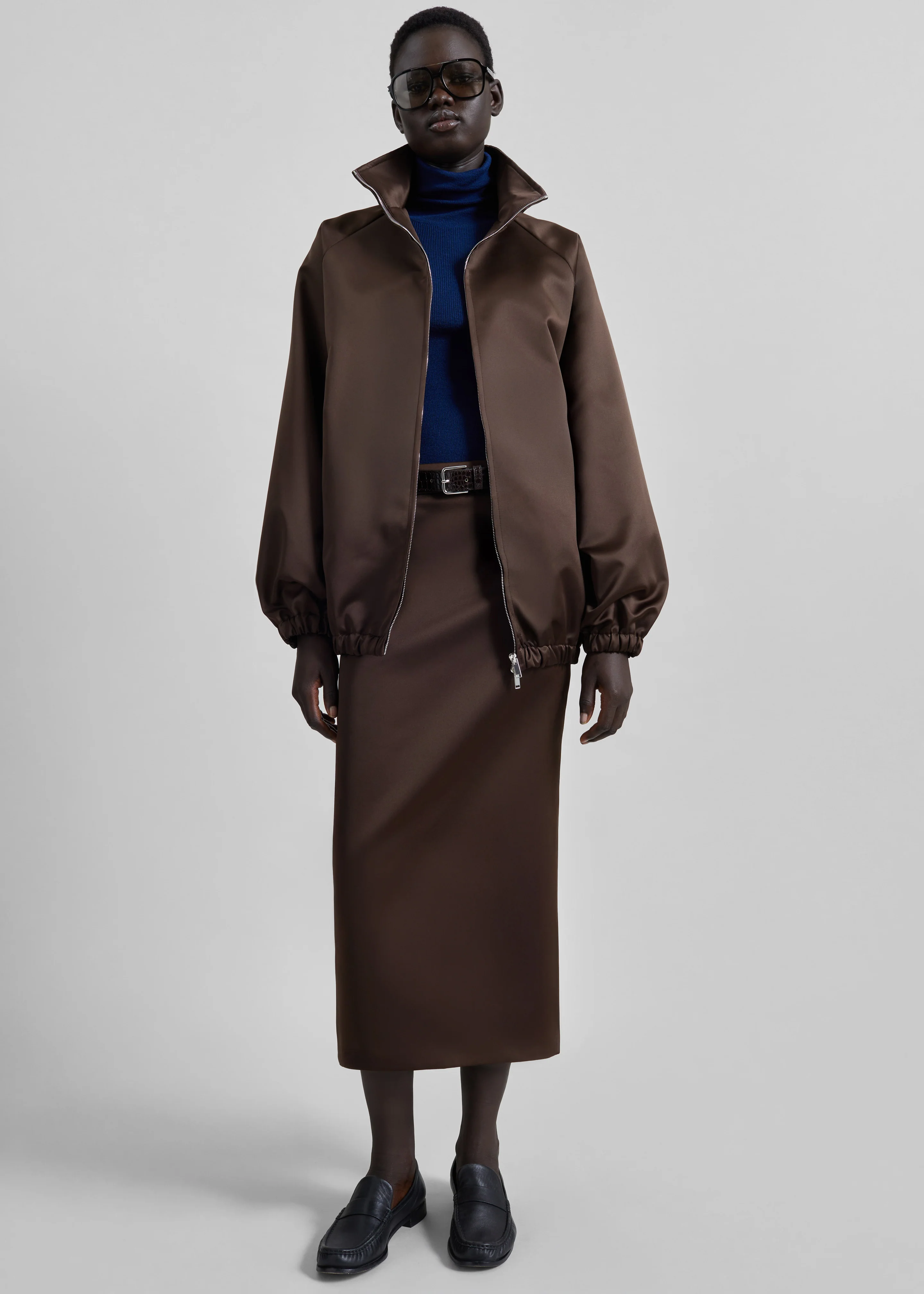 Alrose Satin Midi Skirt - Brown - Image 5