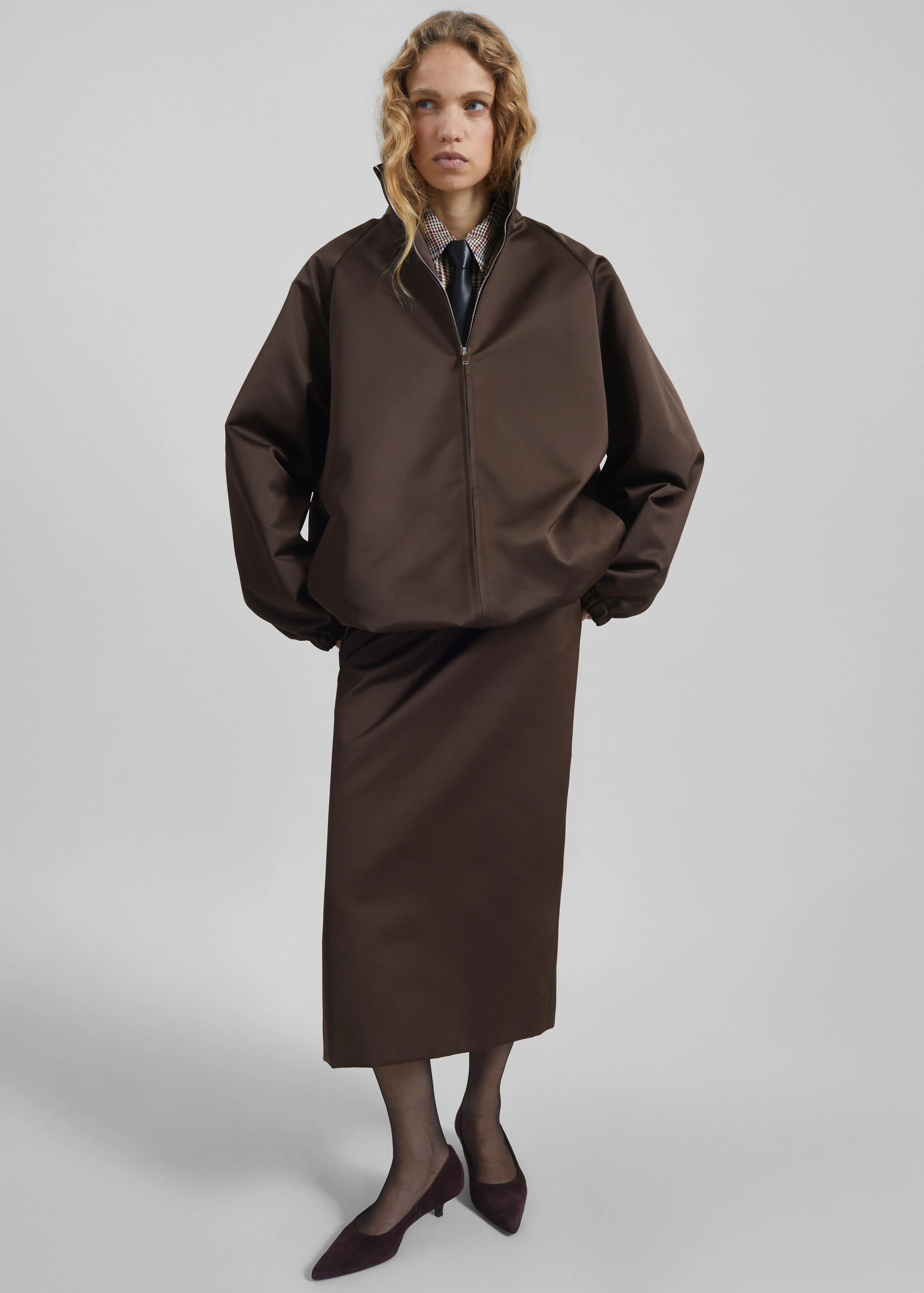 Alrose Satin Midi Skirt - Brown - Image 8