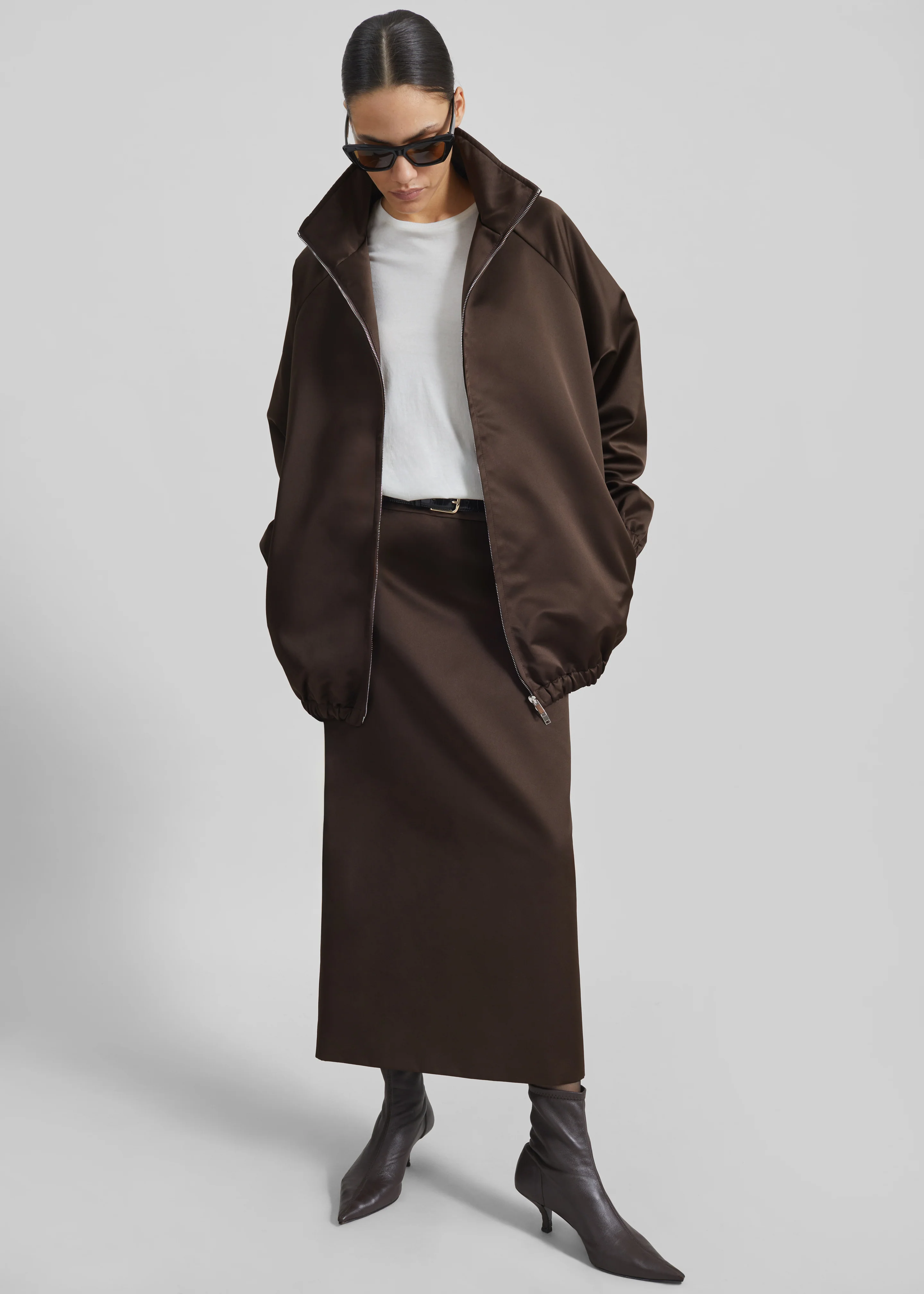 Alrose Satin Midi Skirt - Brown - Image 9