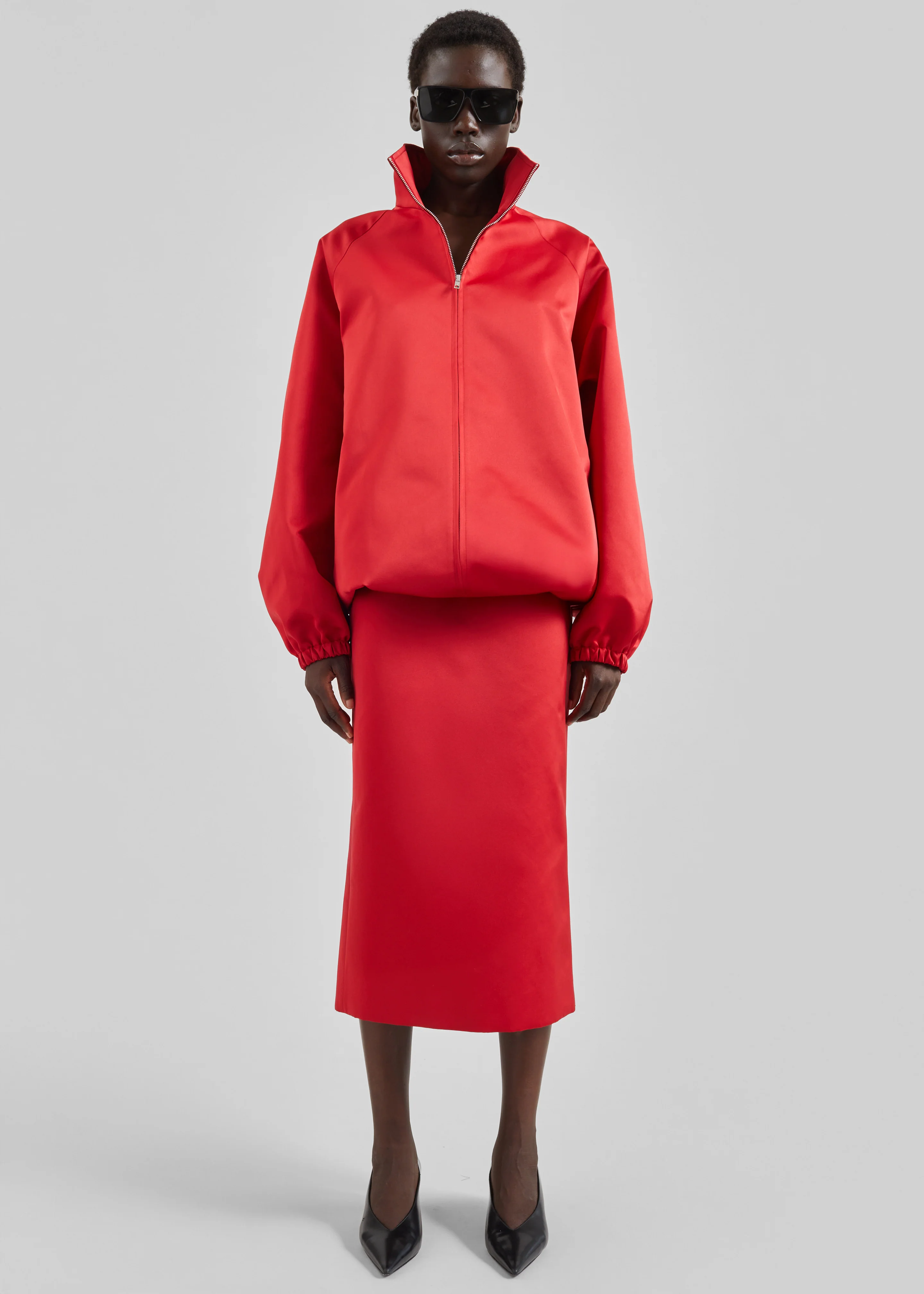 Alrose Satin Midi Skirt - Red - Image 5