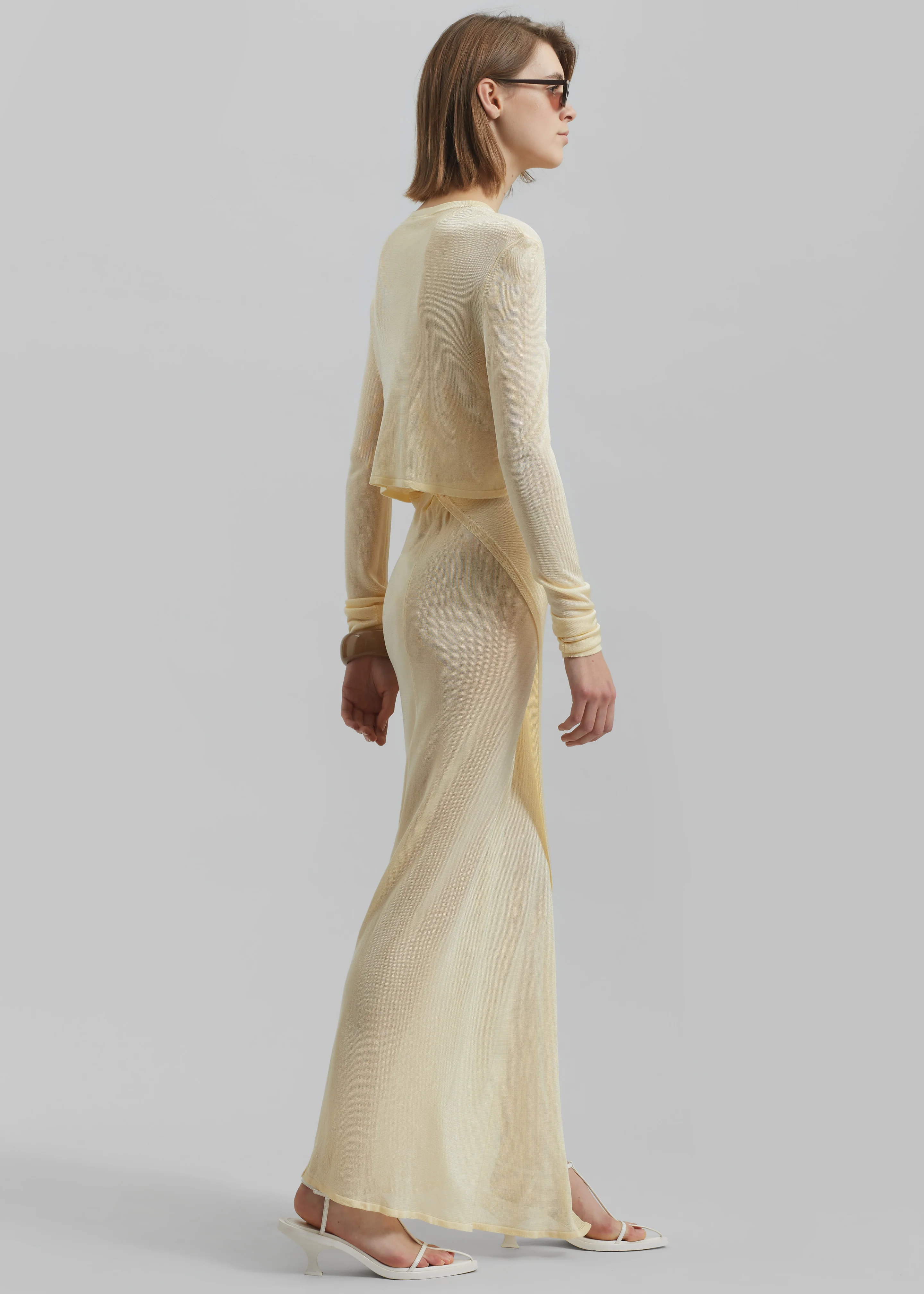 Alsen Thin Knit Wrap Skirt - Pale Yellow - Image 6