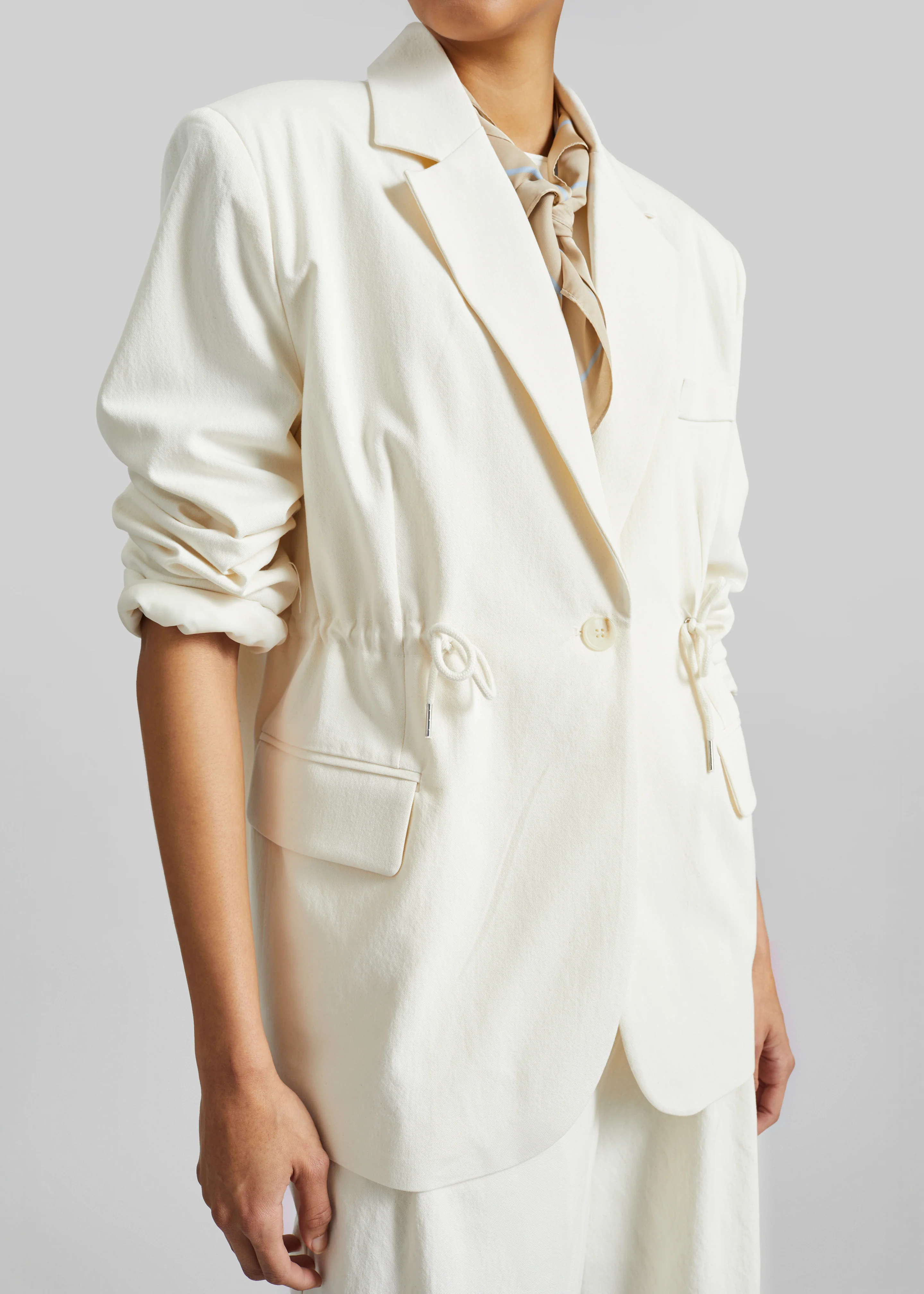 Altea Drawstring Blazer - Ivory - Image 4