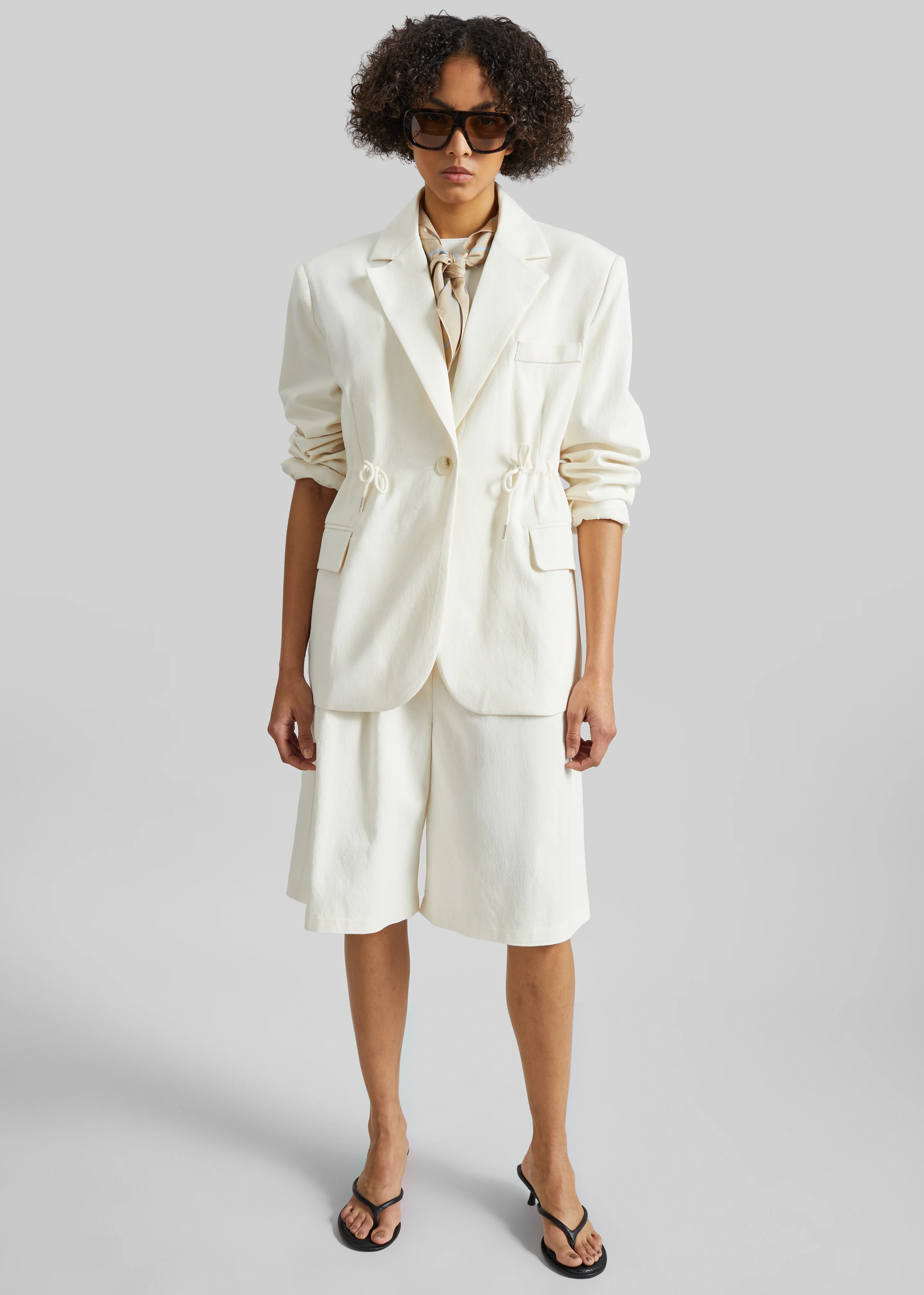 Altea Drawstring Blazer - Ivory - Image 6