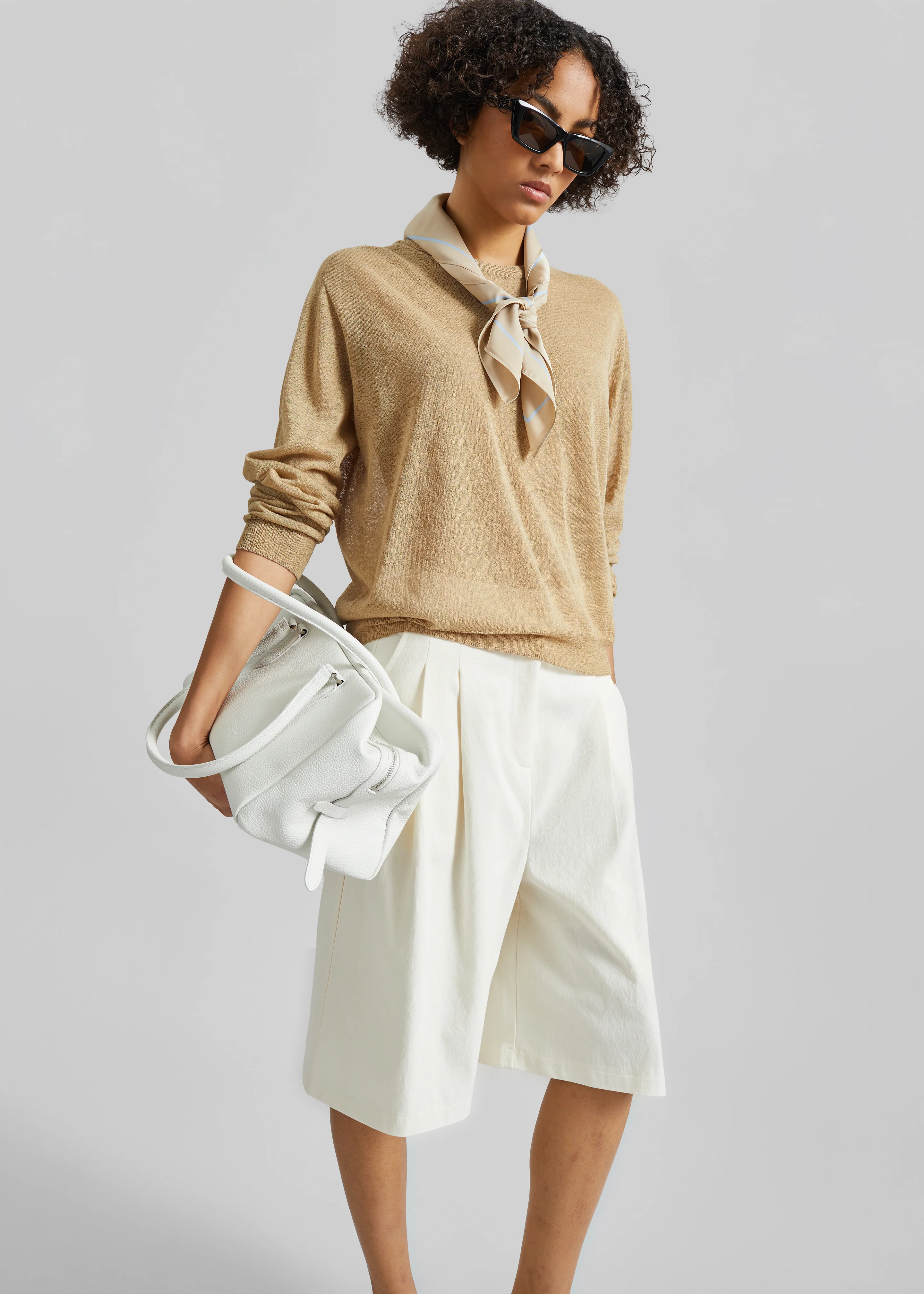 Altea Pleated Bermuda Shorts - Ivory - Image 4