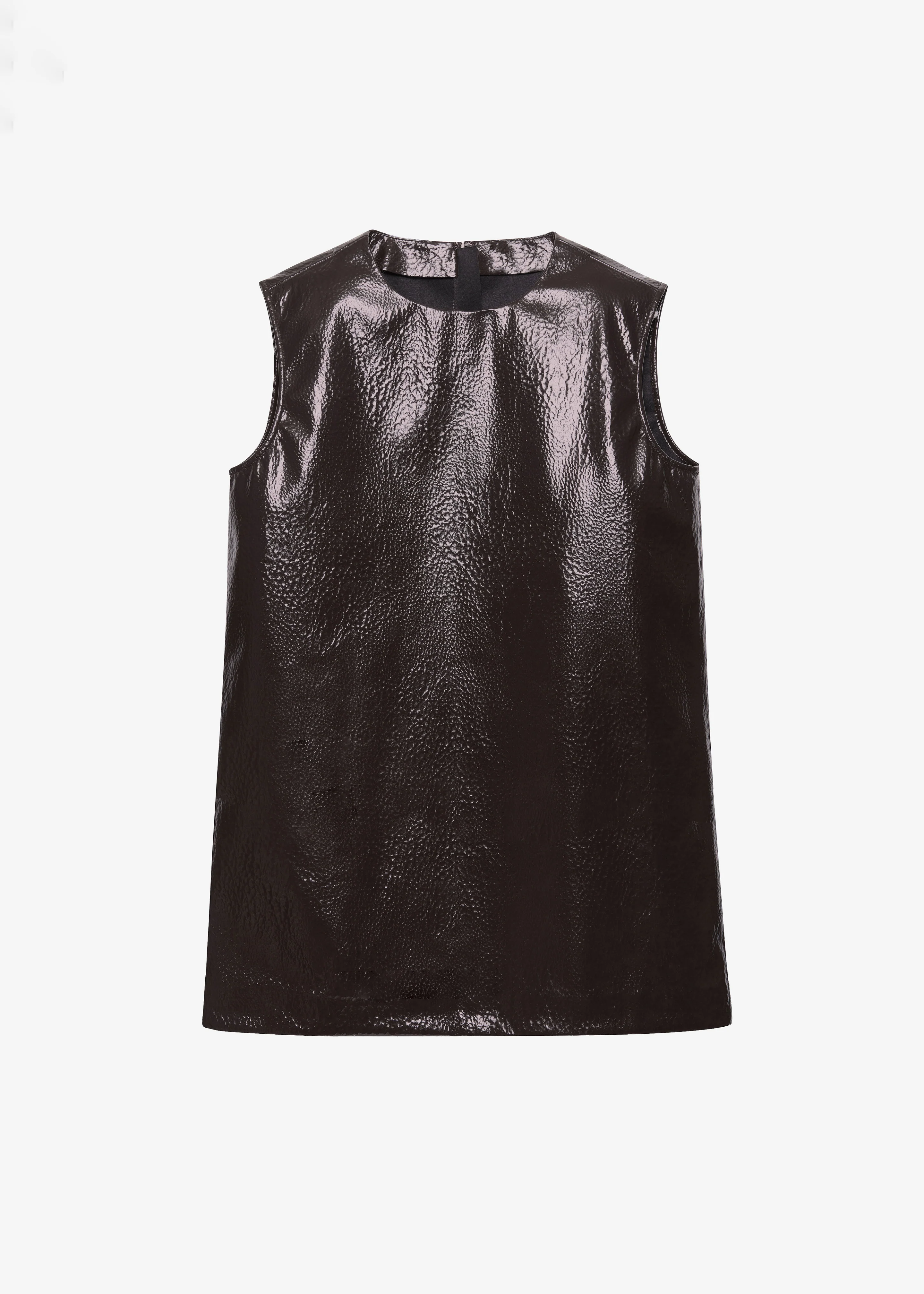 Amaris Crackled Faux Leather Tank Top - Brown - Image 8