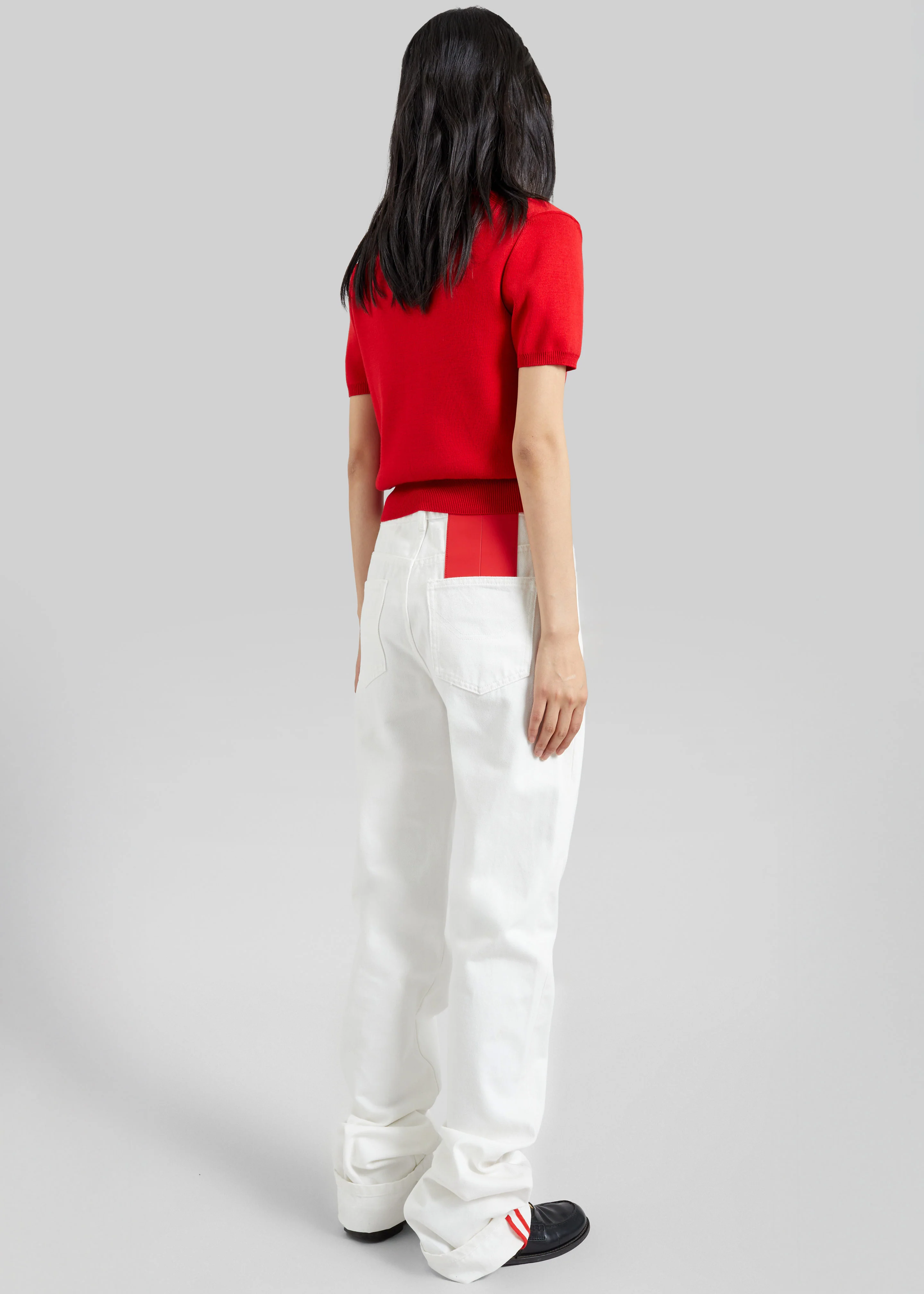 Amelot Knit Short Sleeve Cardigan - Red - Image 5