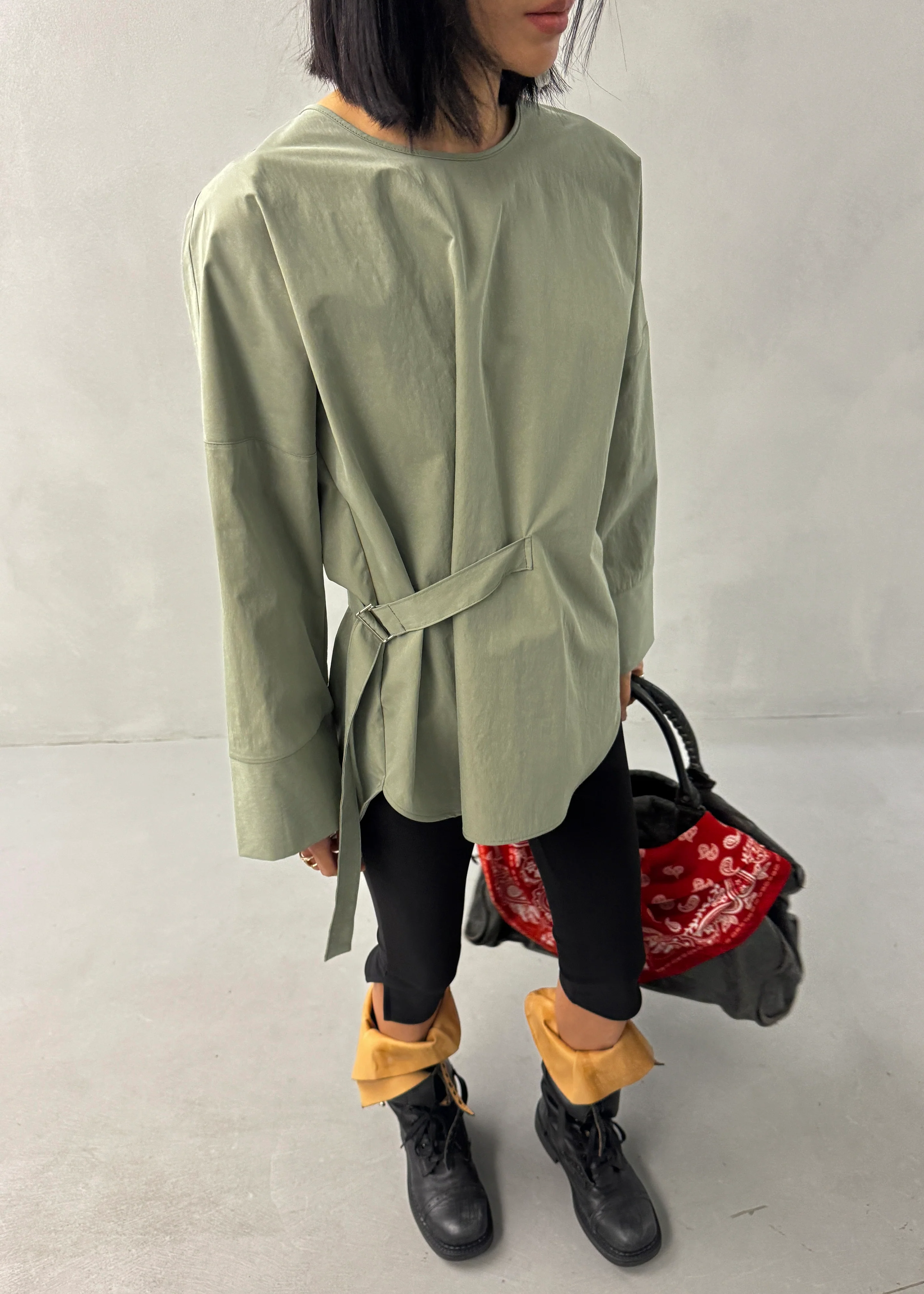 Ames Belted Top - Sage - Image 6