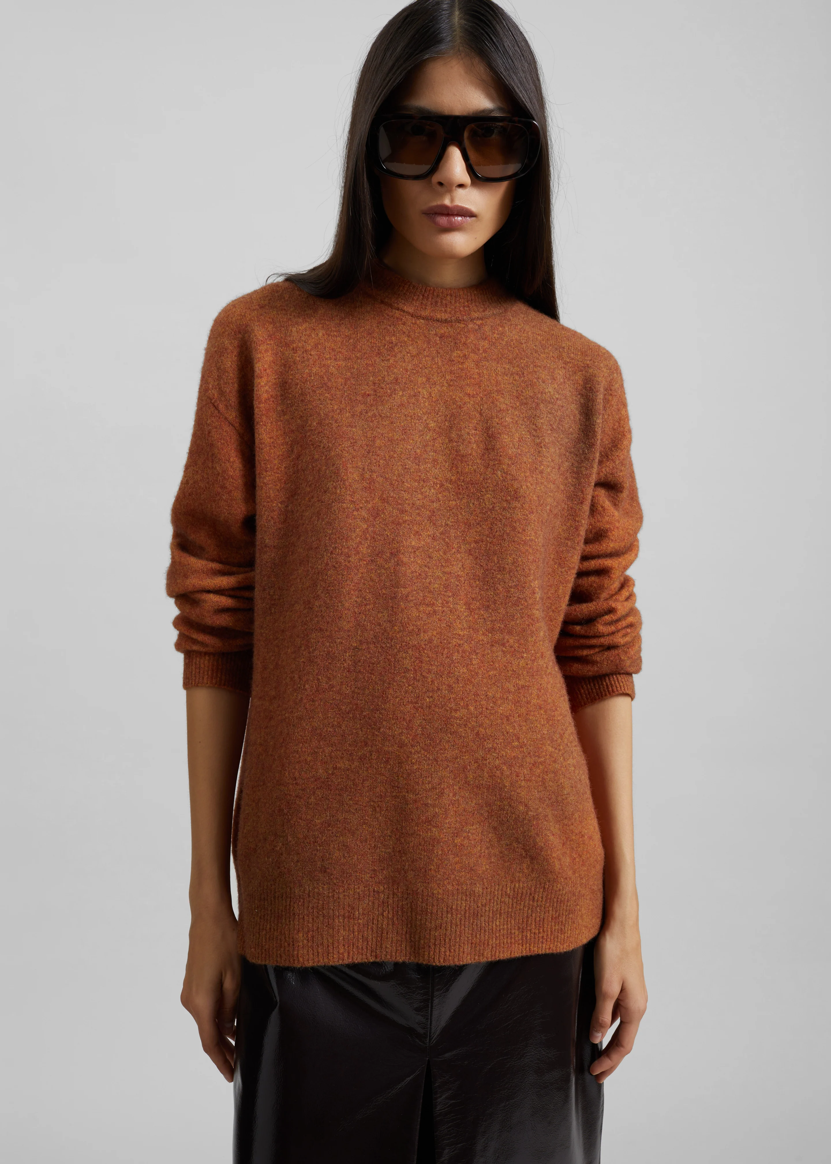 Amish Supplies Oversized Crewneck Sweater - Brown - Image 6