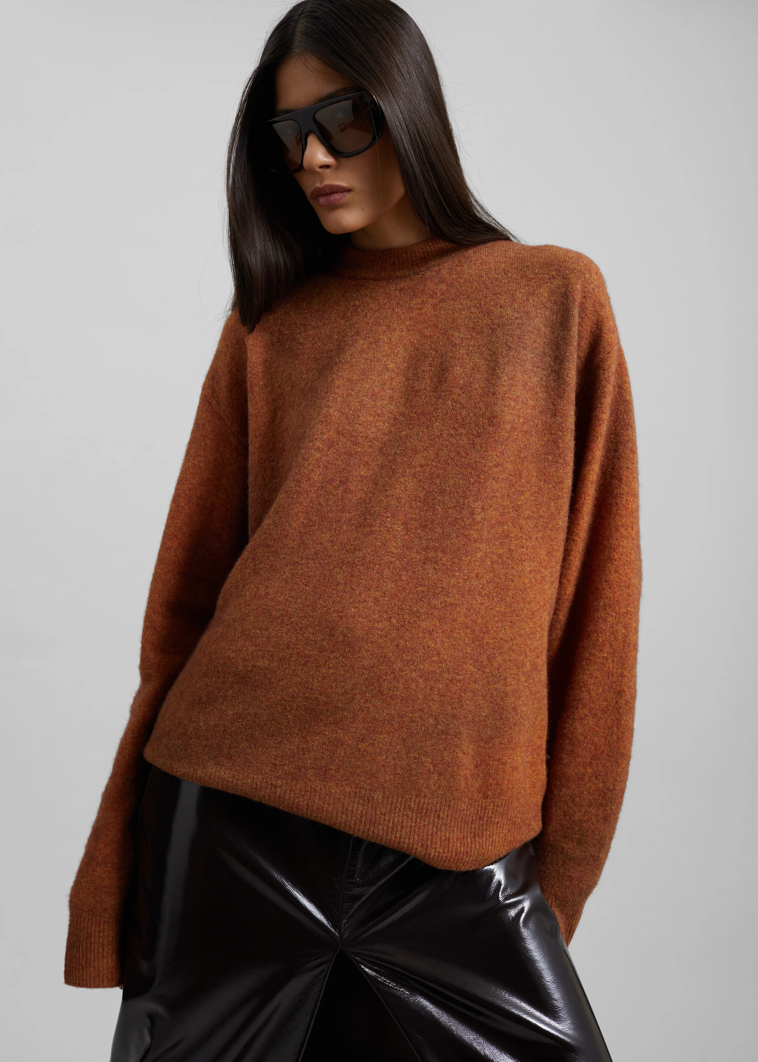 Amish Supplies Oversized Crewneck Sweater - Brown - Image 8