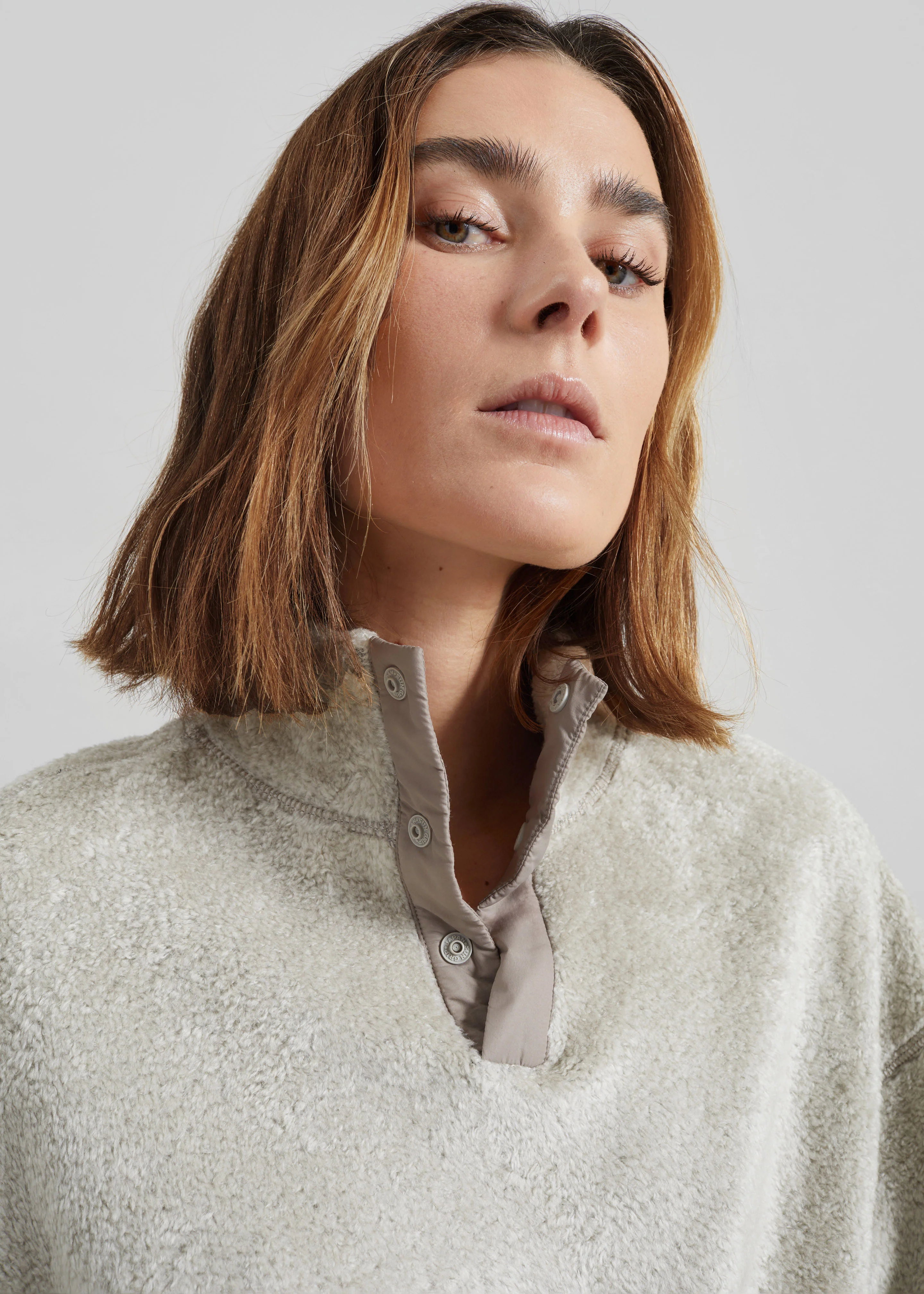 Amomento Fluffy Oversized Half Neck Pullover - Grey - Image 2
