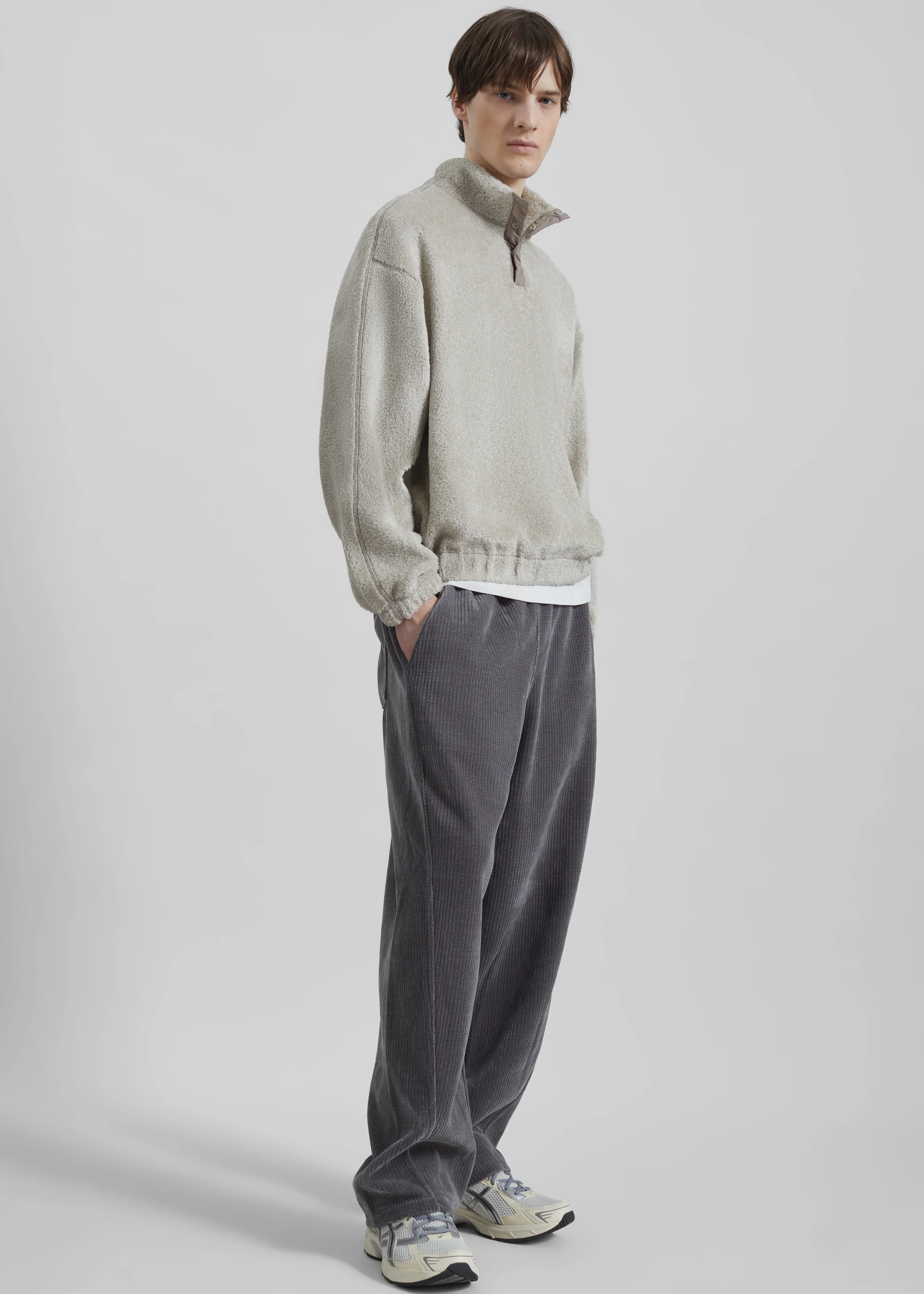 Amomento Fluffy Oversized Half Neck Pullover - Grey - Image 6
