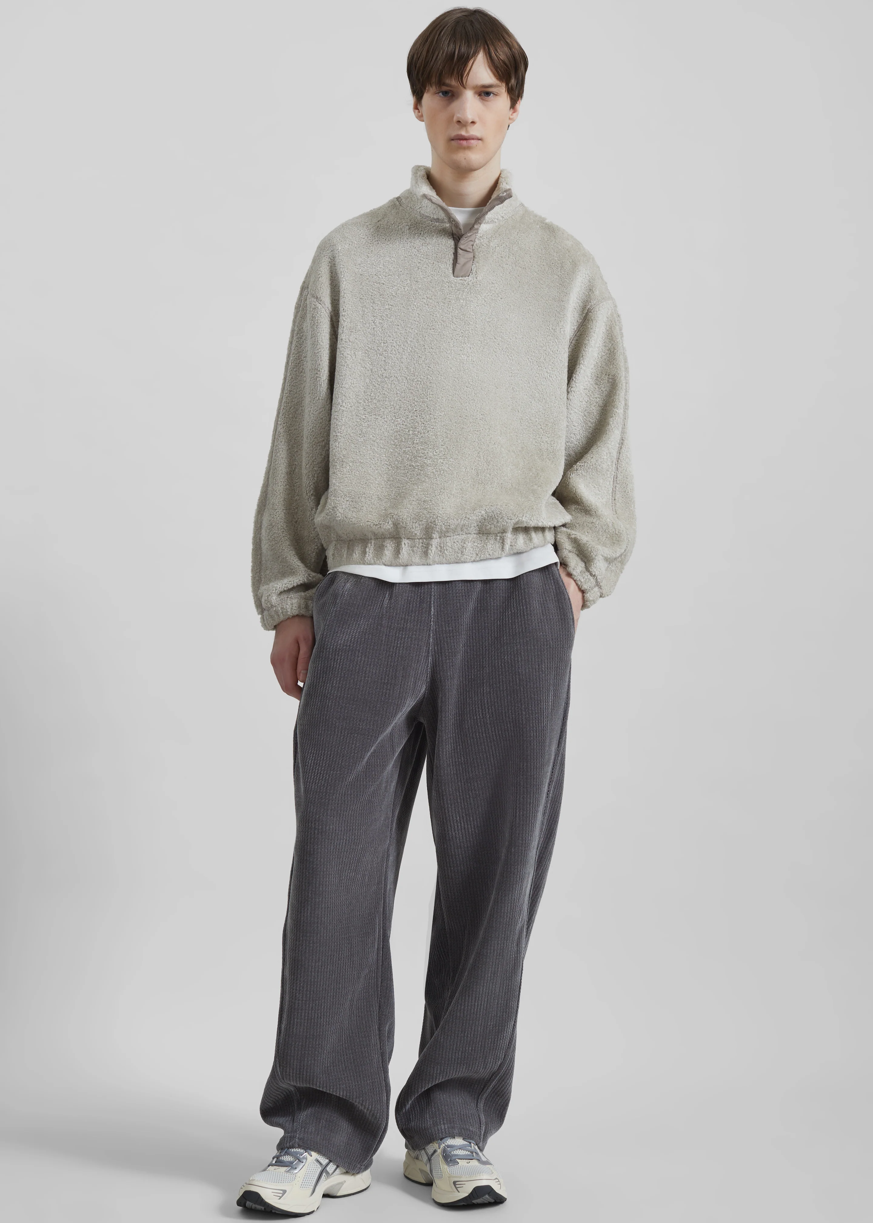 Amomento Fluffy Oversized Half Neck Pullover - Grey - Image 8