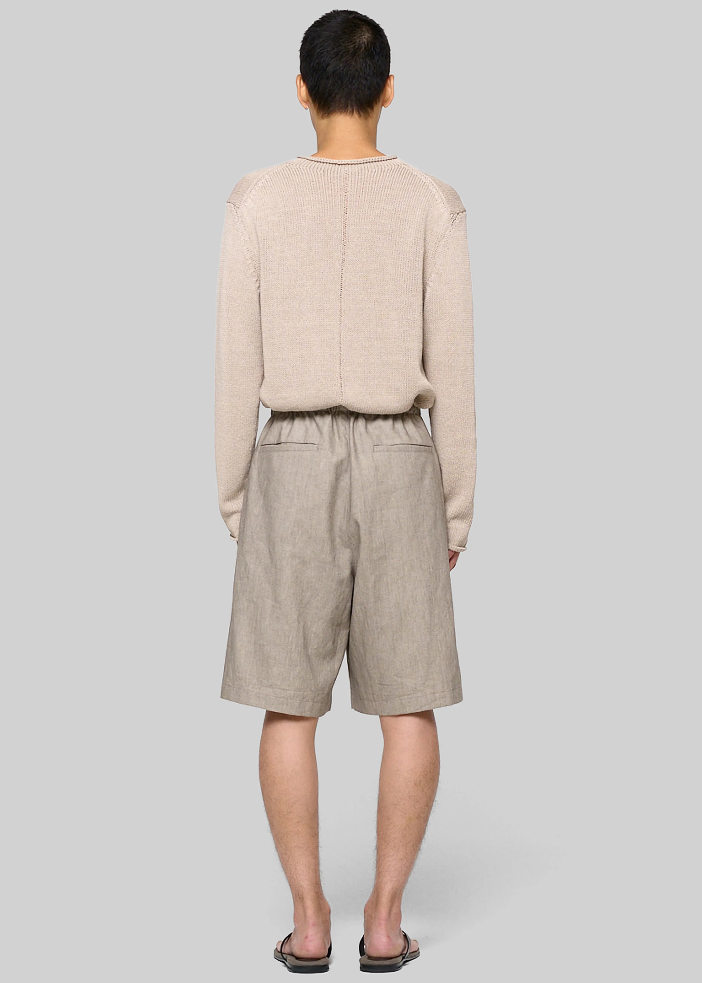 Amomento Linen Drawstring Shorts - Beige - Image 4