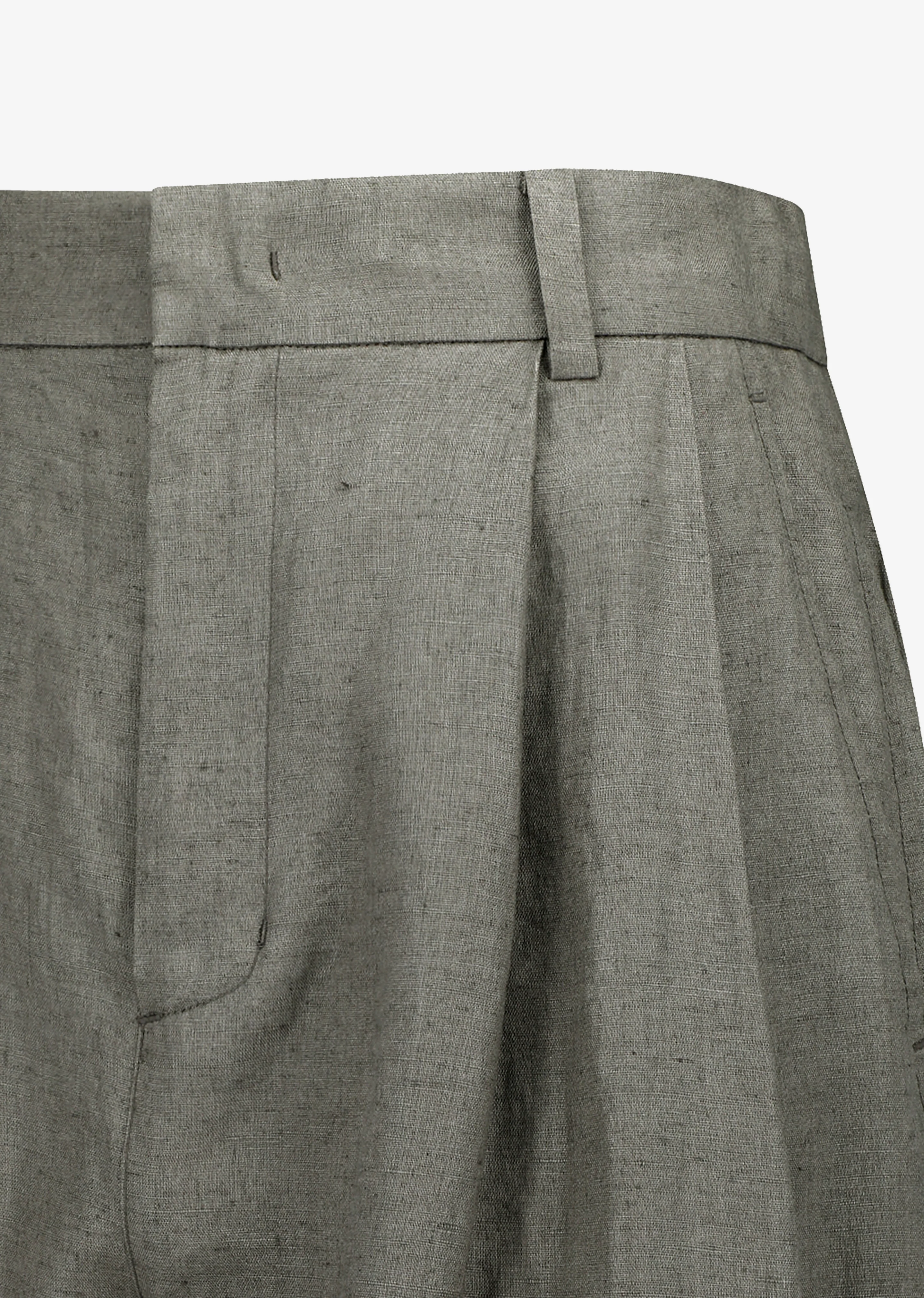 Amomento Linen Two Tuck Wide Pants - Khaki - Image 5