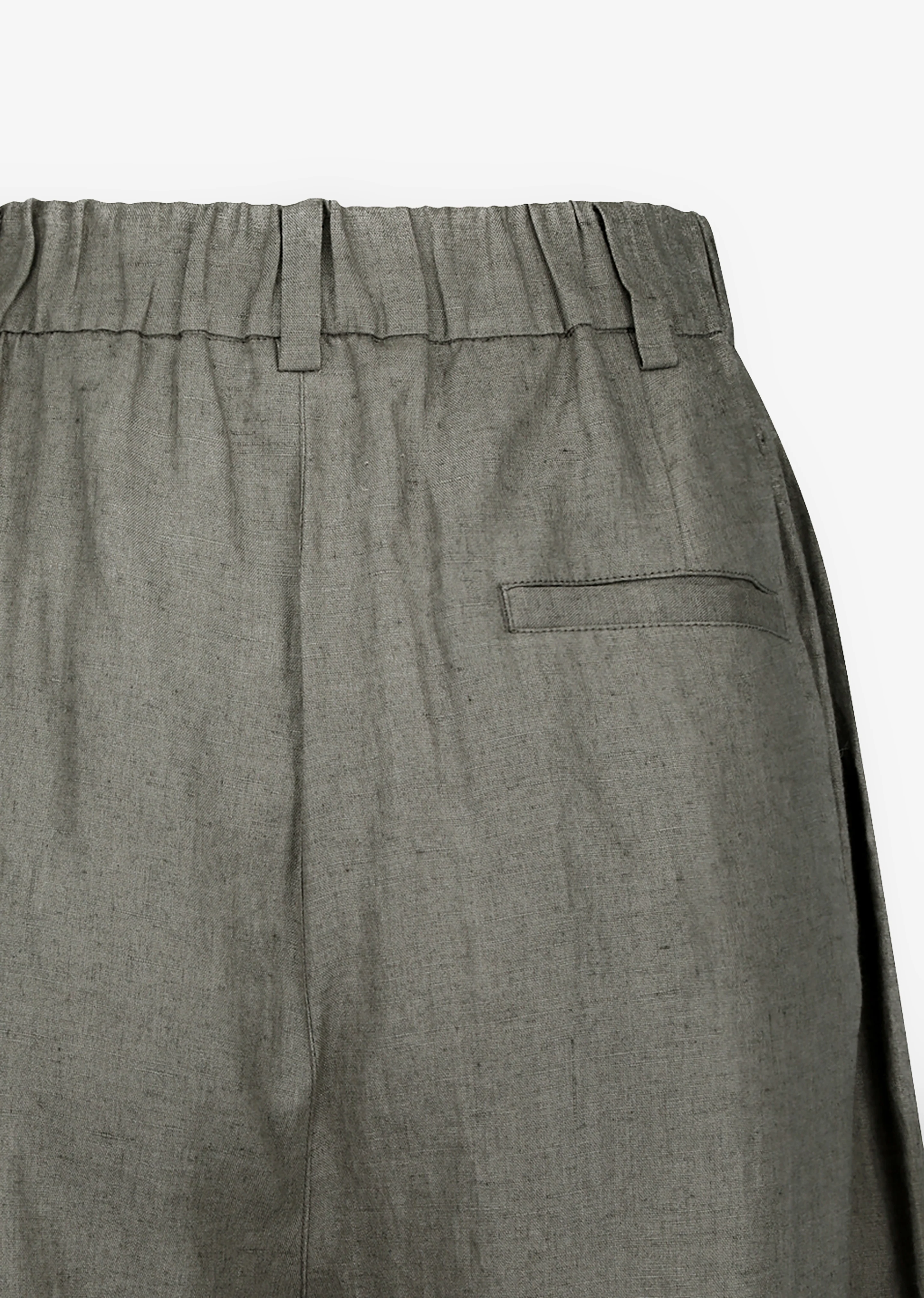 Amomento Linen Two Tuck Wide Pants - Khaki - Image 6