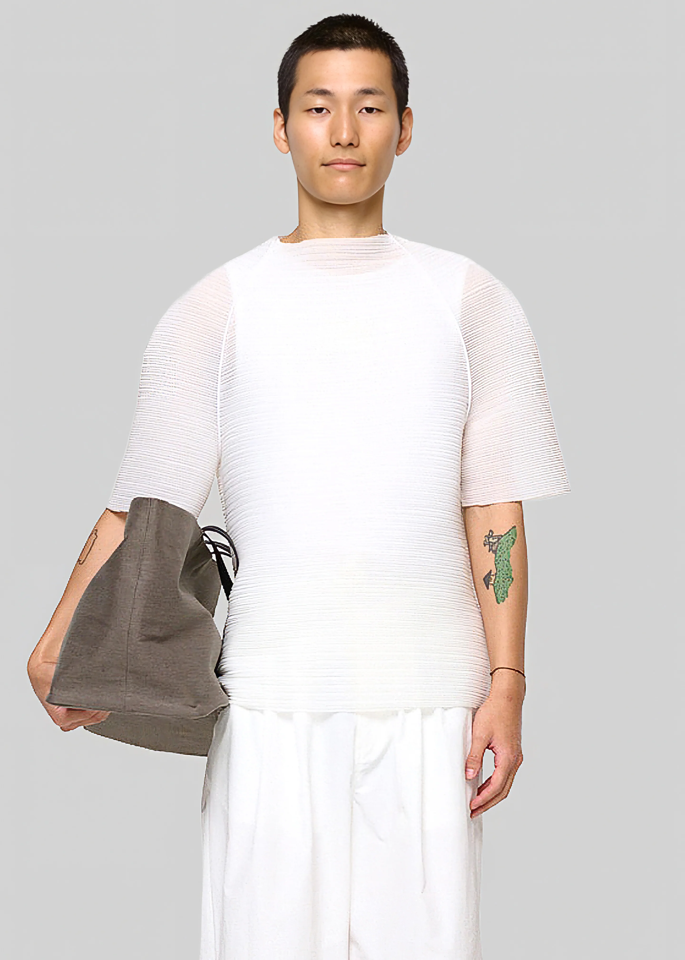 Amomento Men's Pleats Raglan Top - White - Image 2