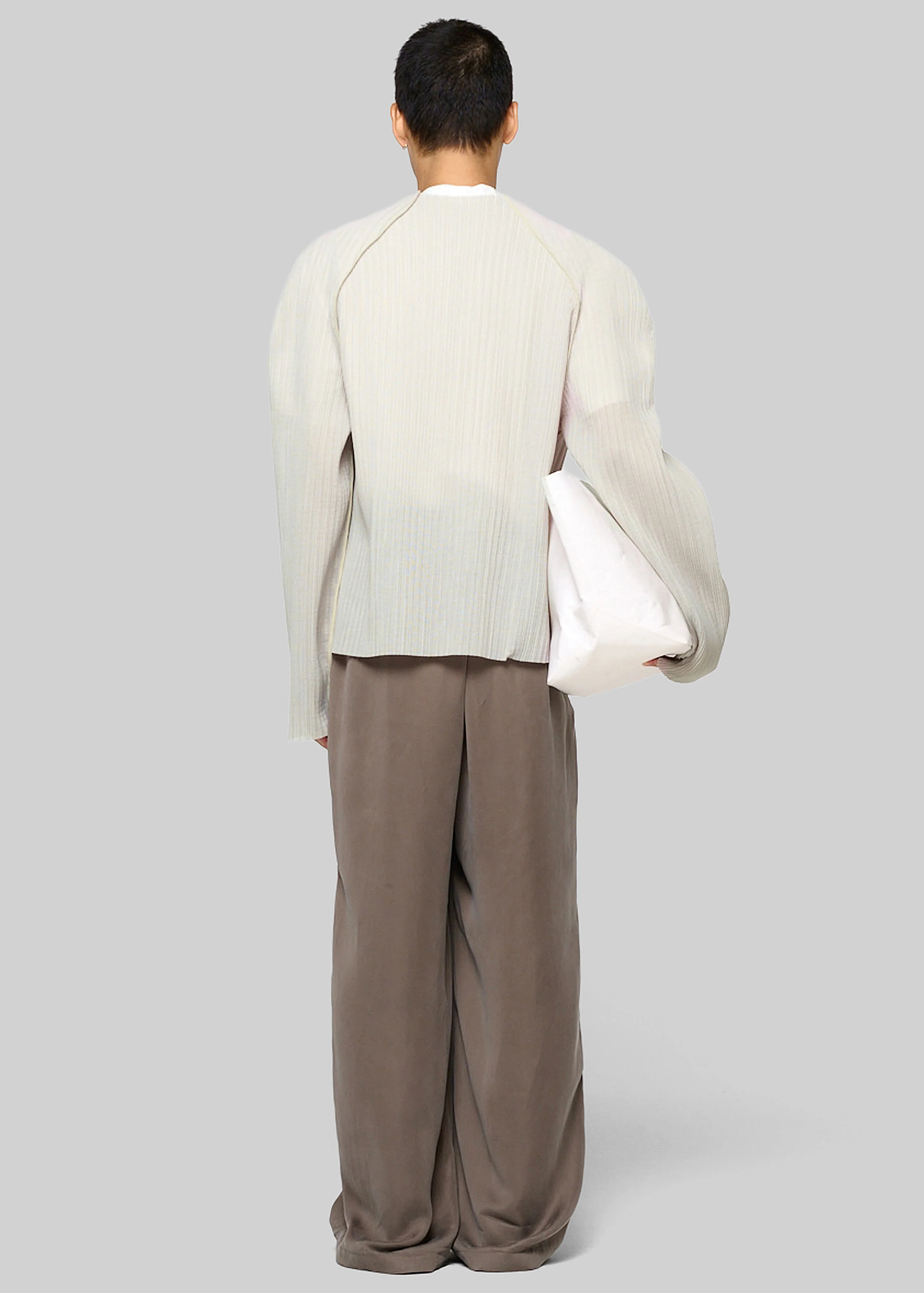 Amomento Pleats Zip Up Jumper - Beige - Image 4
